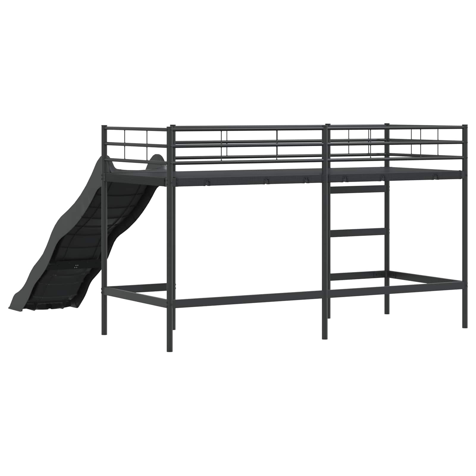 Lit superposé pour enfants avec toboggan Noir et anthracite - XIOS