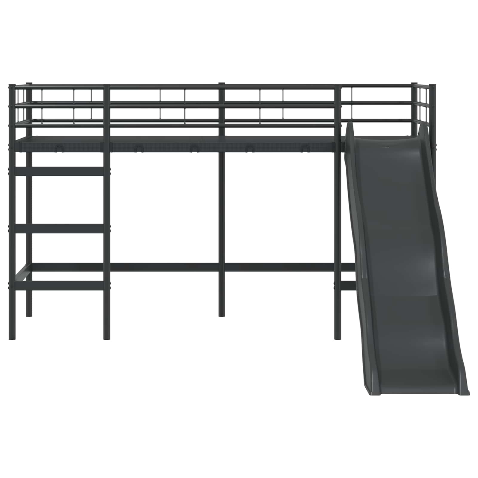 Lit superposé pour enfants avec toboggan Noir et anthracite - XIOS