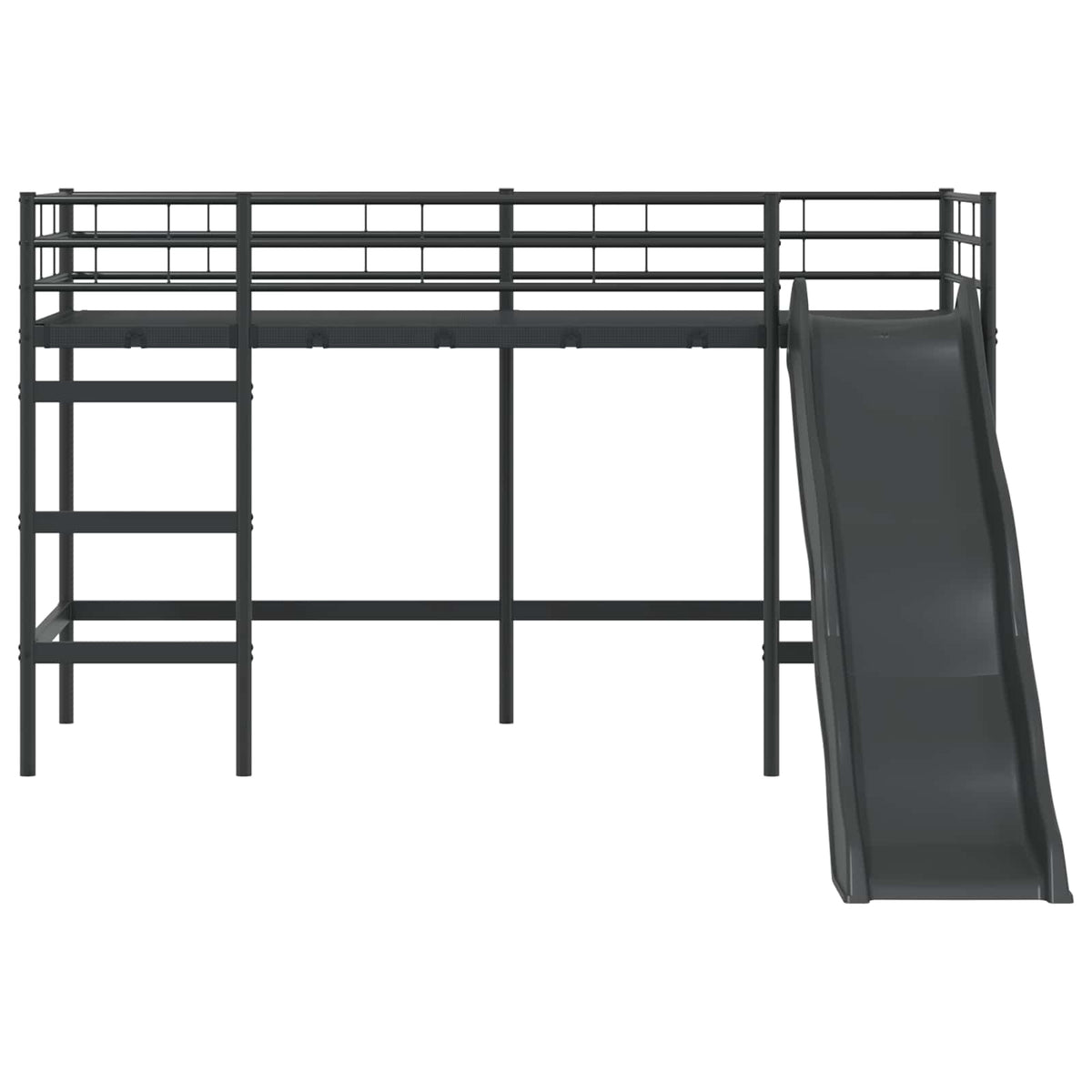 Lit superposé pour enfants avec toboggan Noir et anthracite