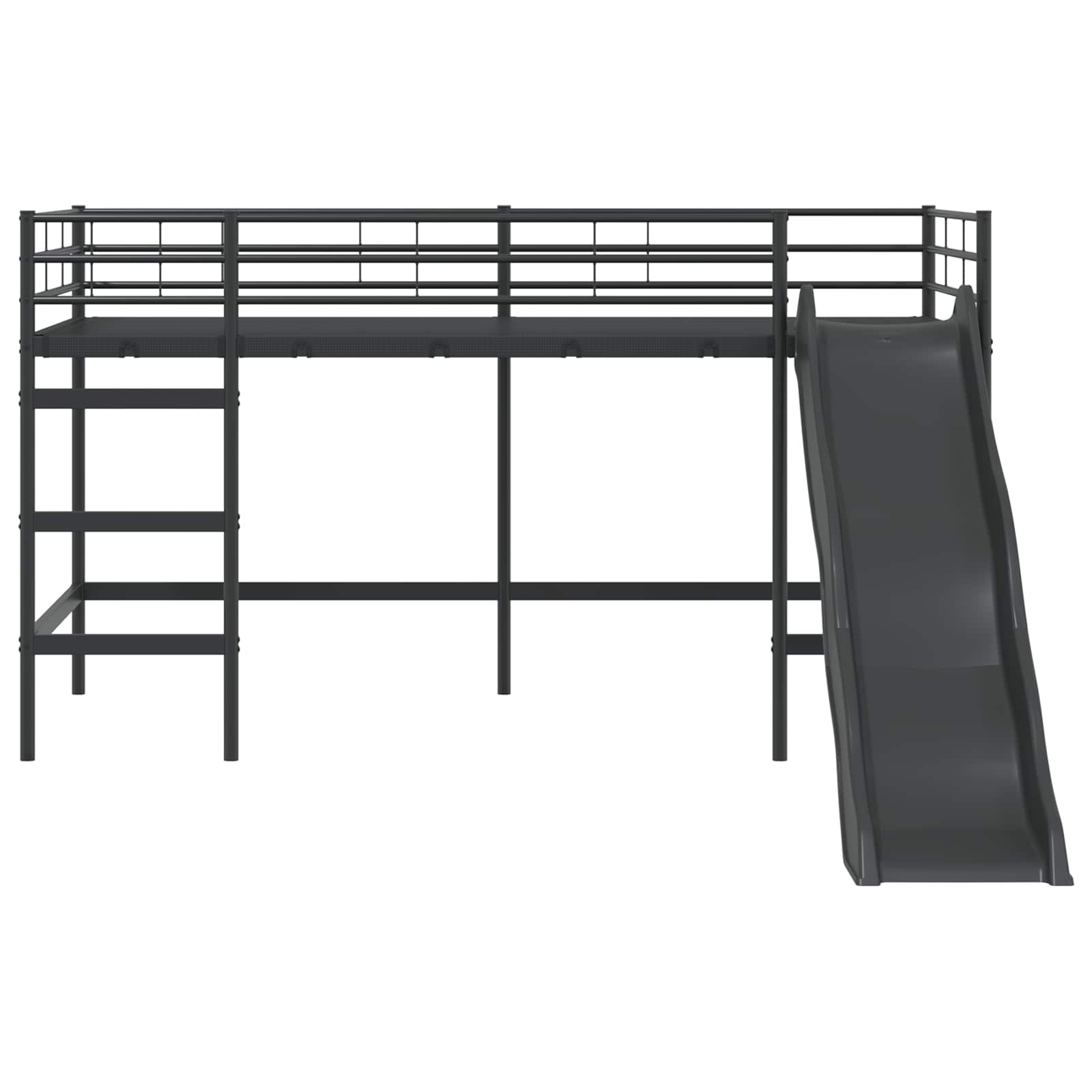 Lit superposé pour enfants avec toboggan Noir et anthracite - XIOS