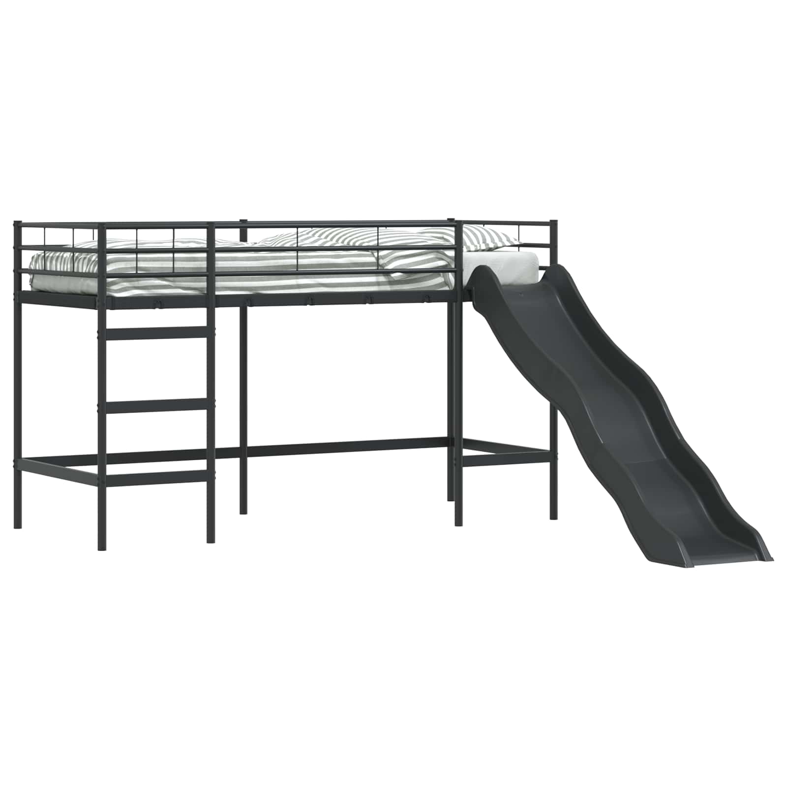 Lit superposé pour enfants avec toboggan Noir et anthracite - XIOS