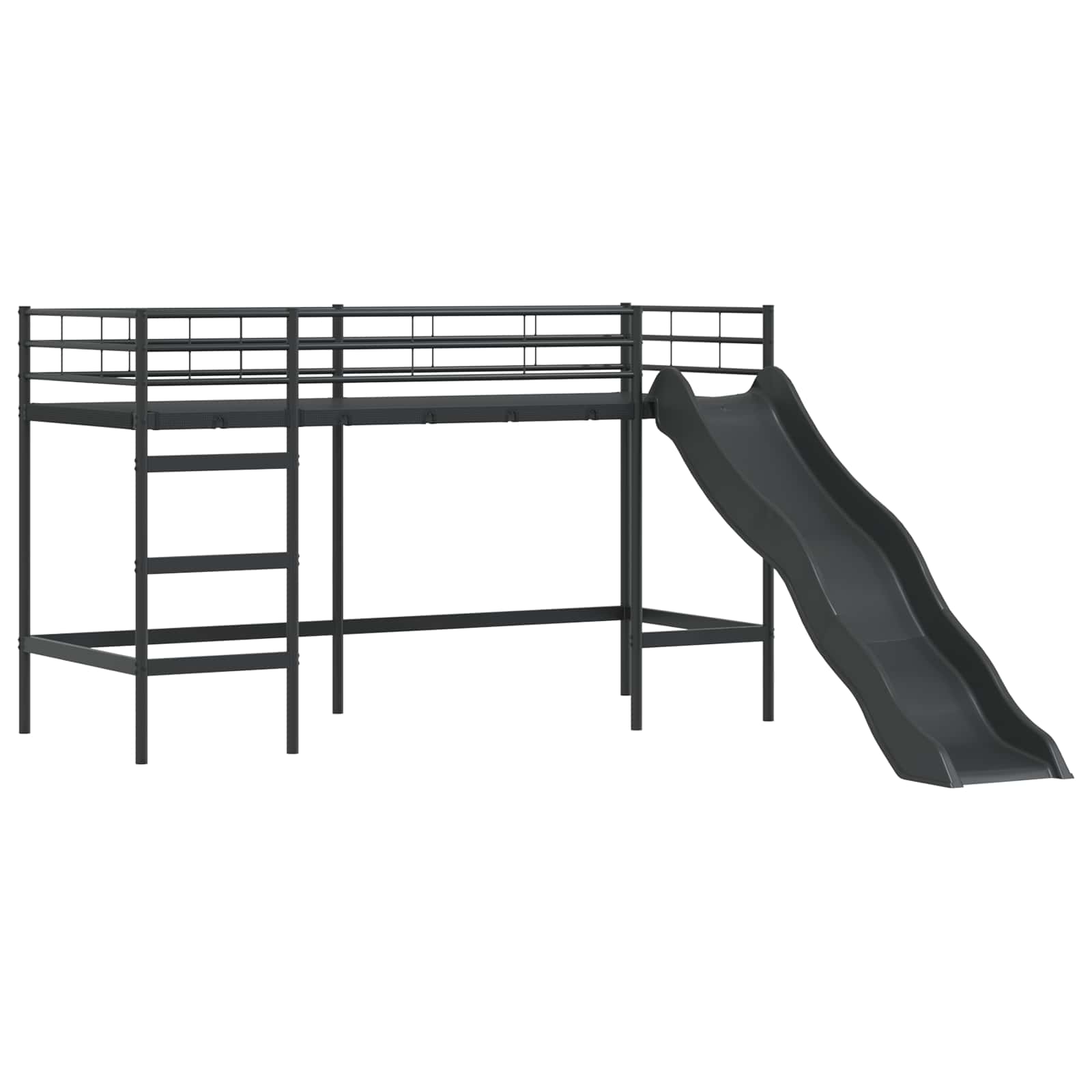 Lit superposé pour enfants avec toboggan Noir et anthracite - XIOS
