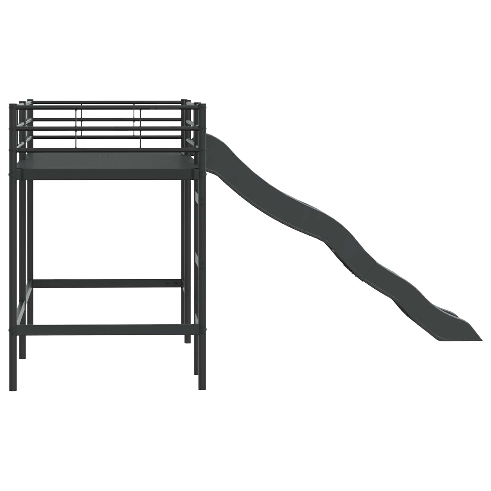 Lit superposé pour enfants avec toboggan Noir et anthracite - XIOS