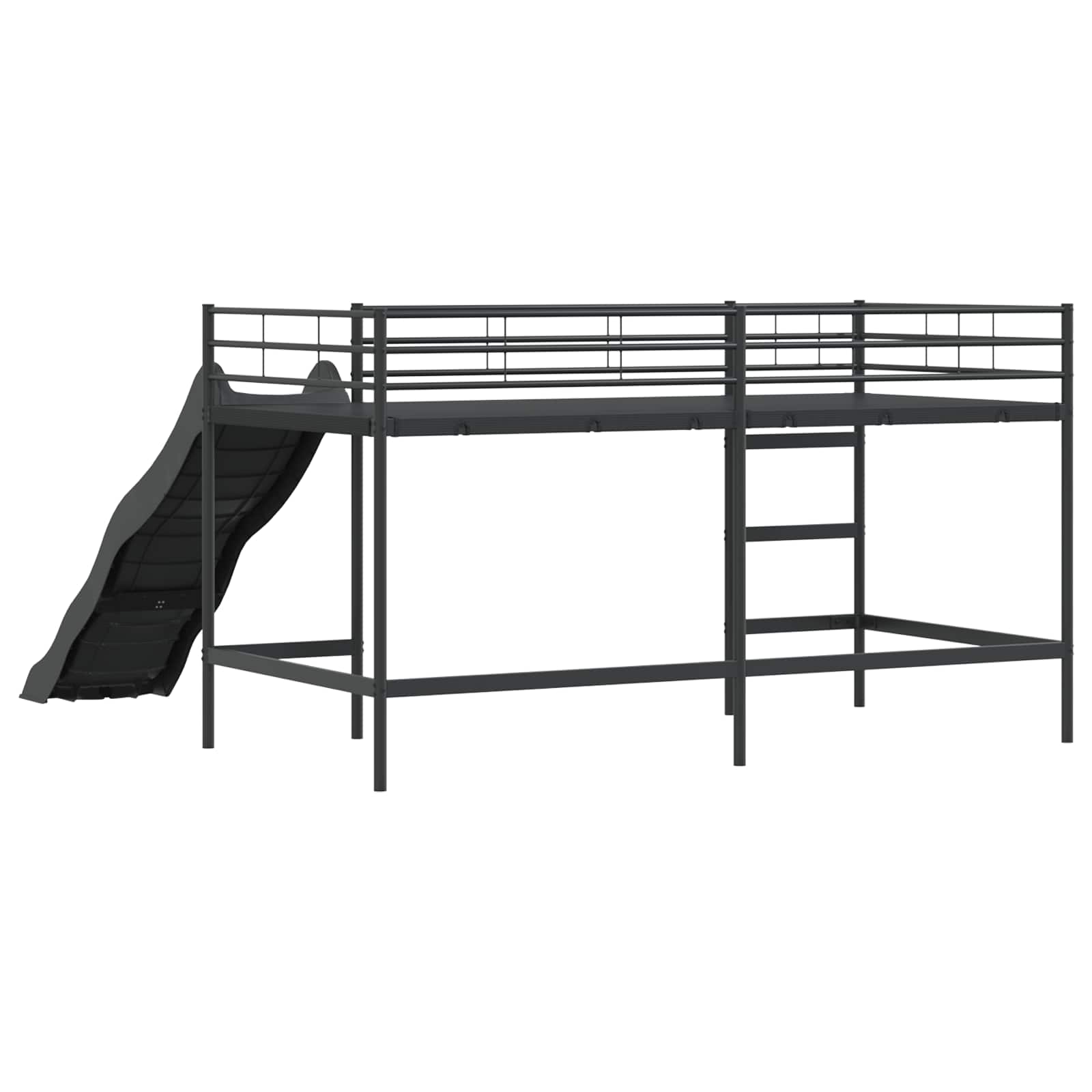 Lit superposé pour enfants avec toboggan Noir et anthracite - XIOS