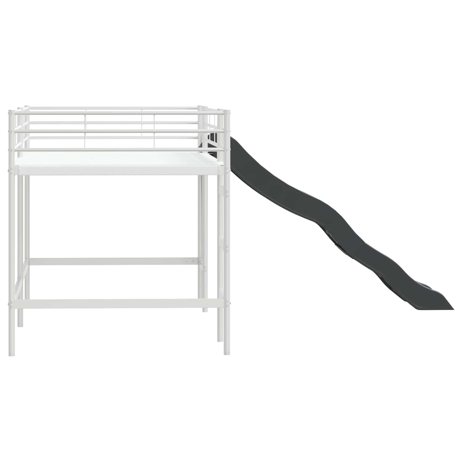 Lit superposé pour enfants avec toboggan Blanc et anthracite - XIOS