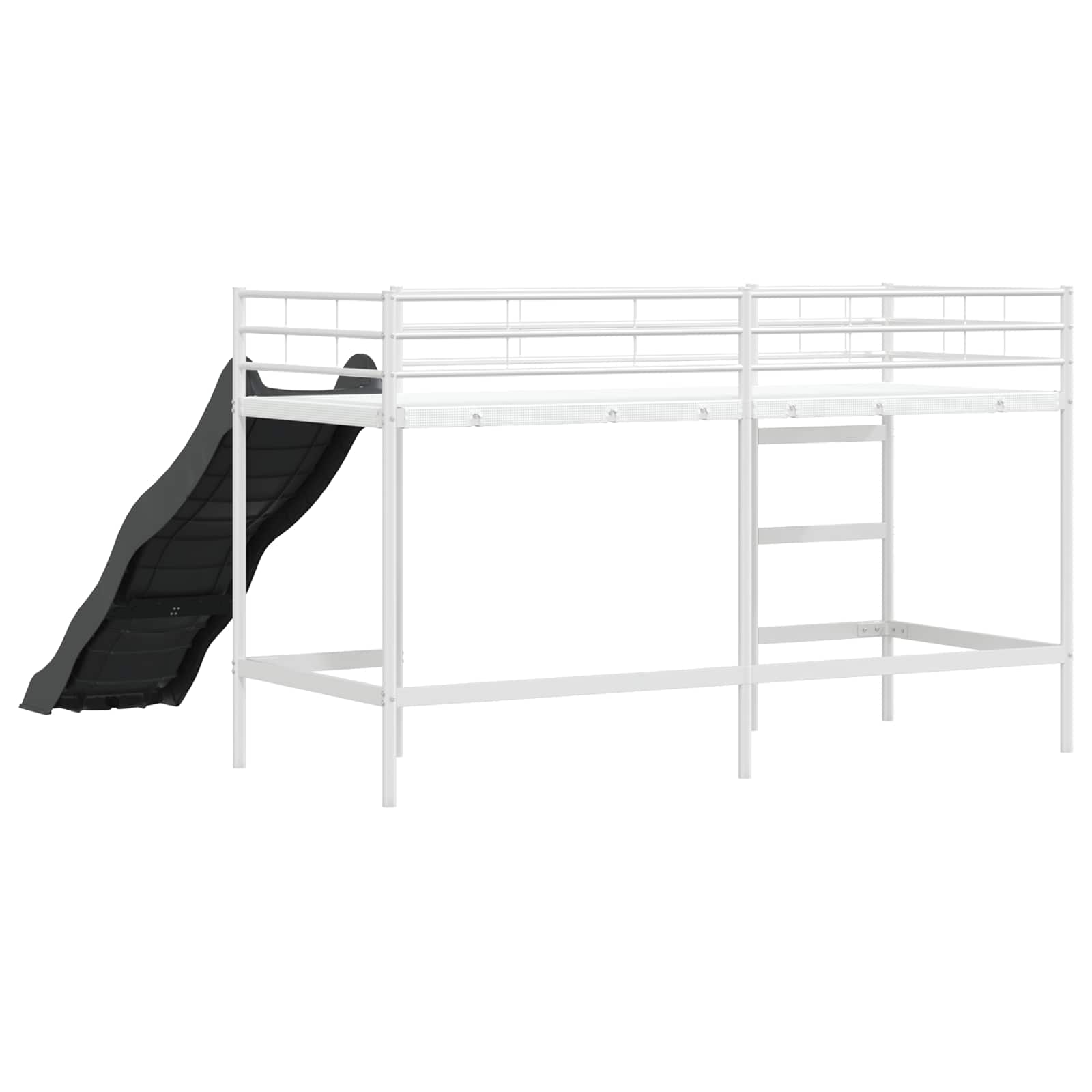 Lit superposé pour enfants avec toboggan Blanc et anthracite - XIOS