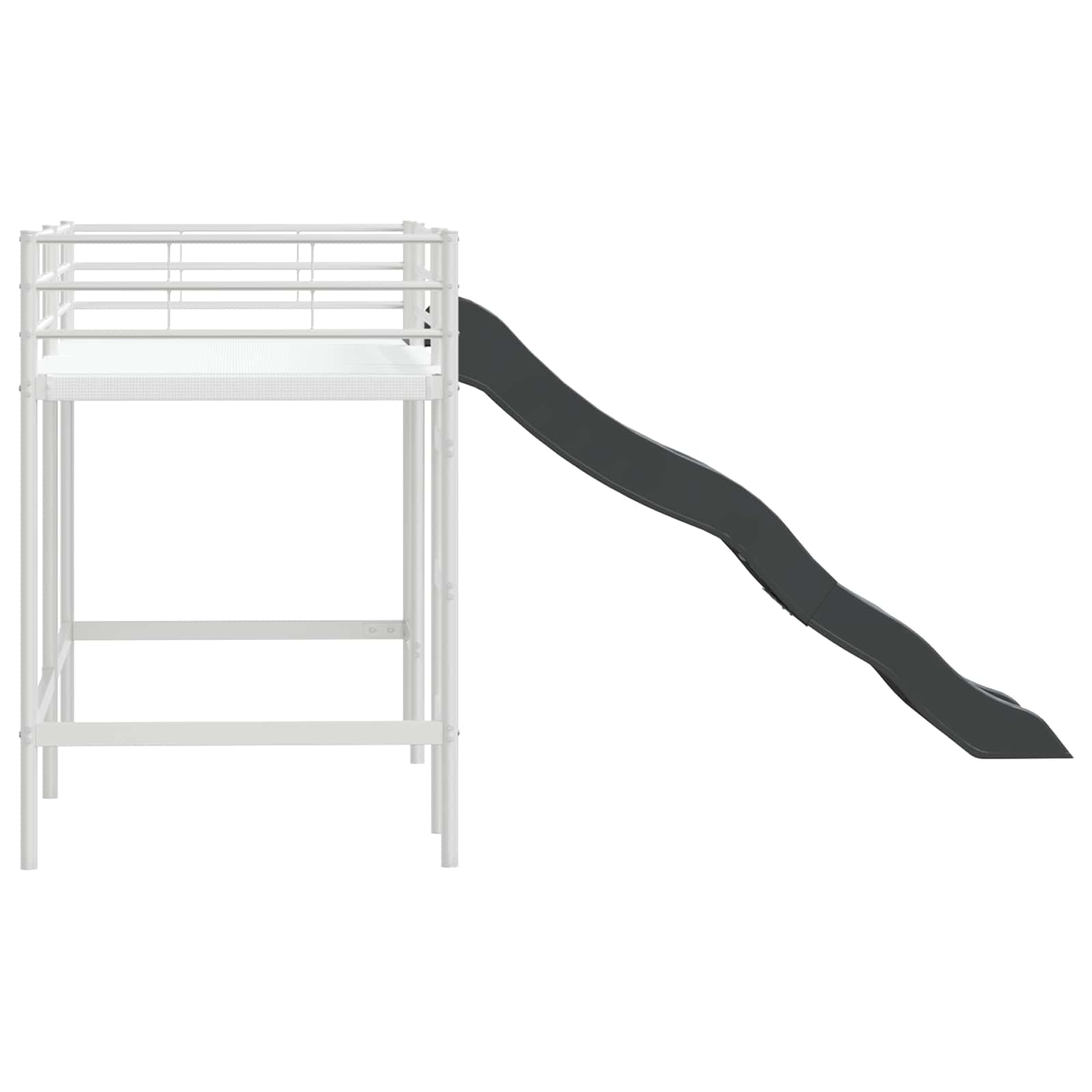Lit superposé pour enfants avec toboggan Blanc et anthracite - XIOS
