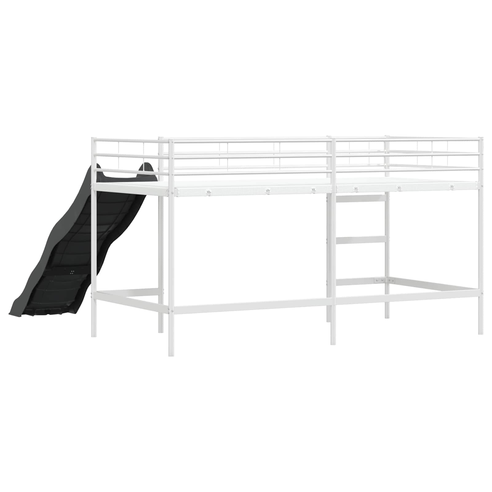 Lit superposé pour enfants avec toboggan Blanc et anthracite - XIOS