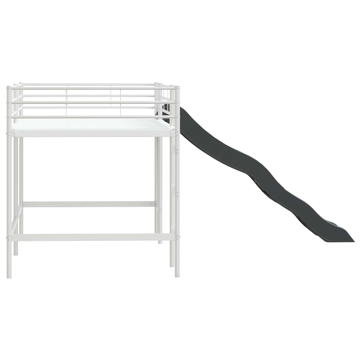 Lit superposé pour enfants avec toboggan Blanc et anthracite