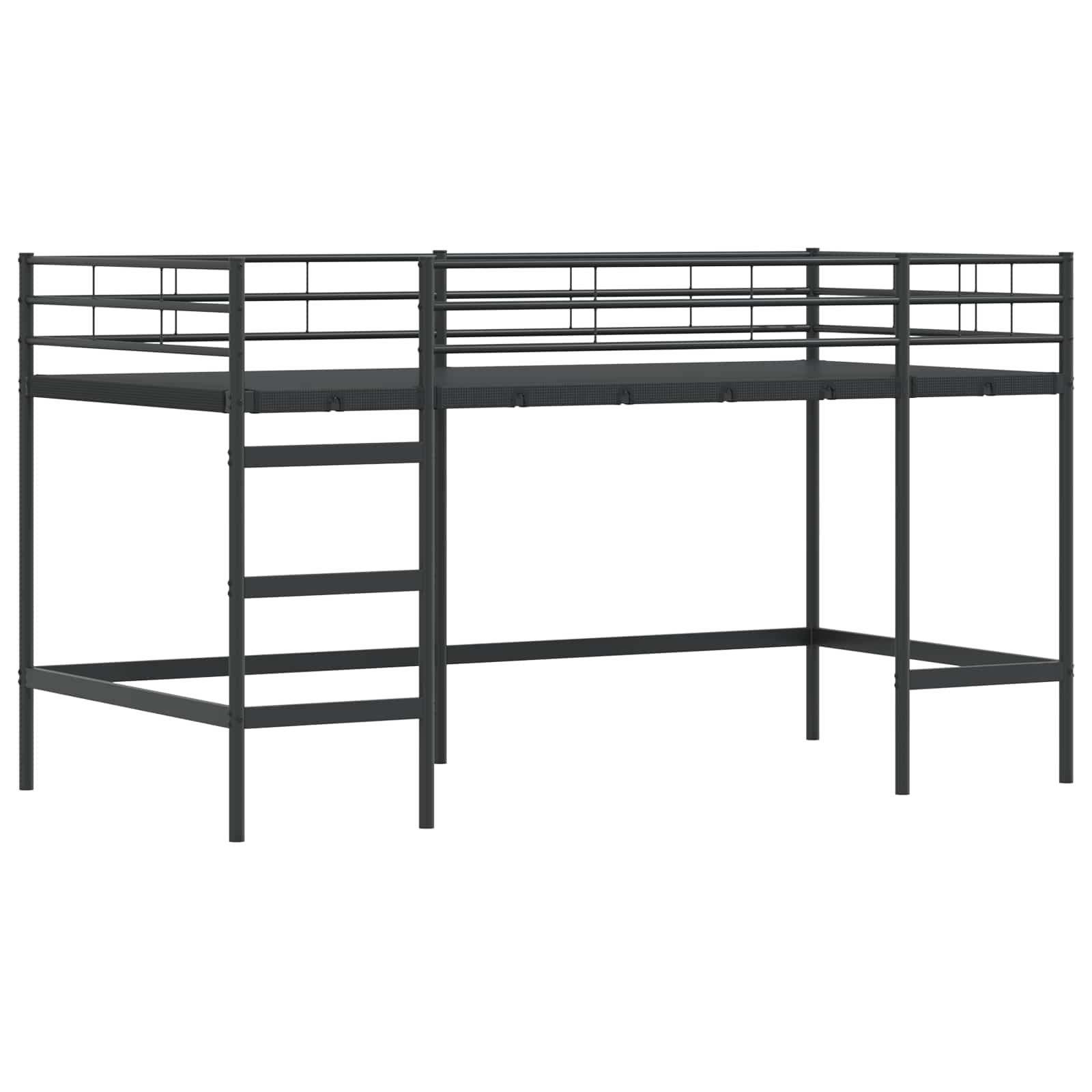 Cadre de Lit Mezzanine pour Enfants avec Rideaux Noir - XIOS