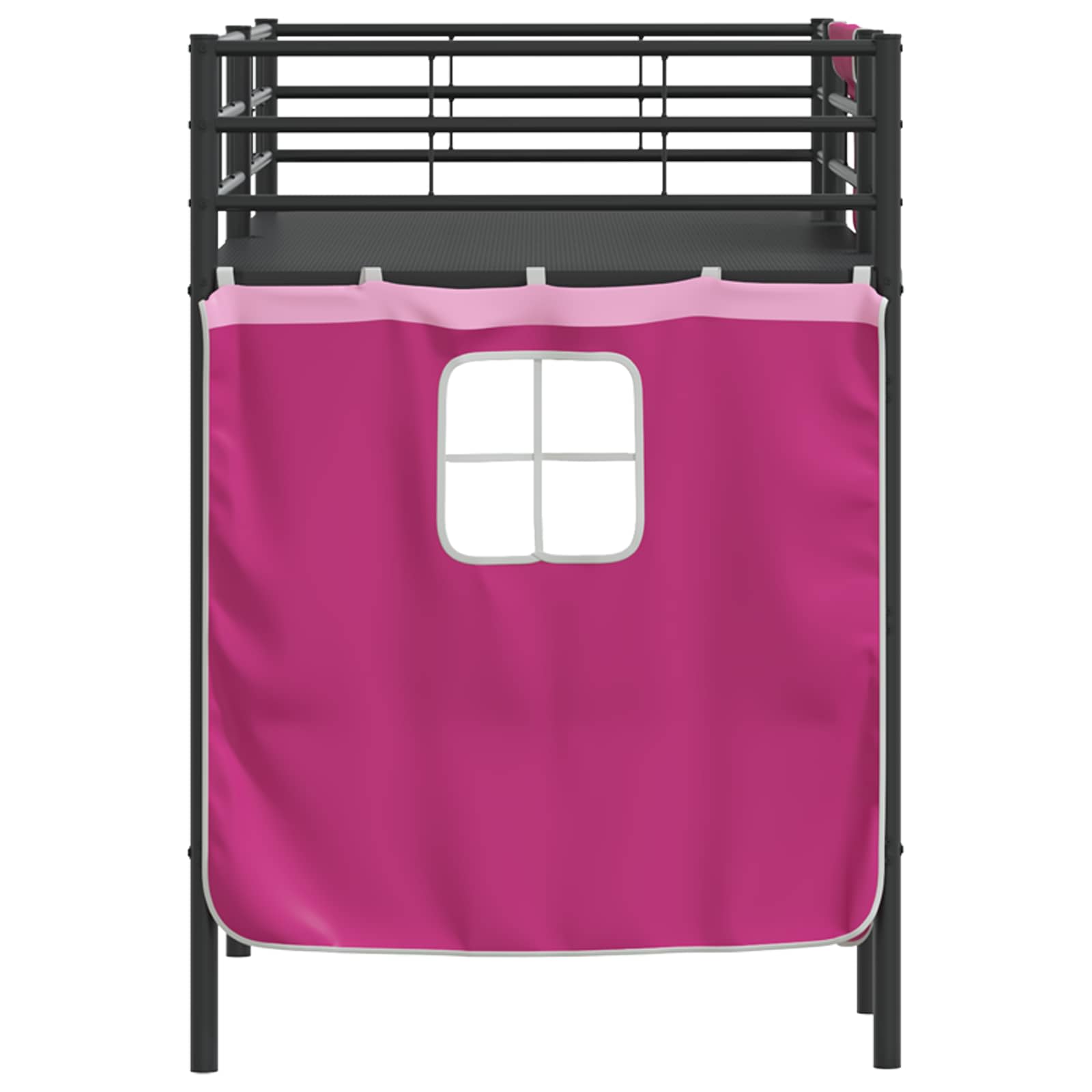 Cadre de Lit Mezzanine pour Enfants avec Rideaux Noir et rose - XIOS