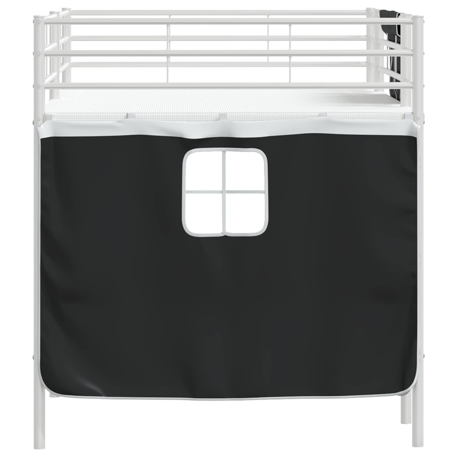 Cadre de Lit Mezzanine pour Enfants avec Rideaux Blanc et Noir - XIOS