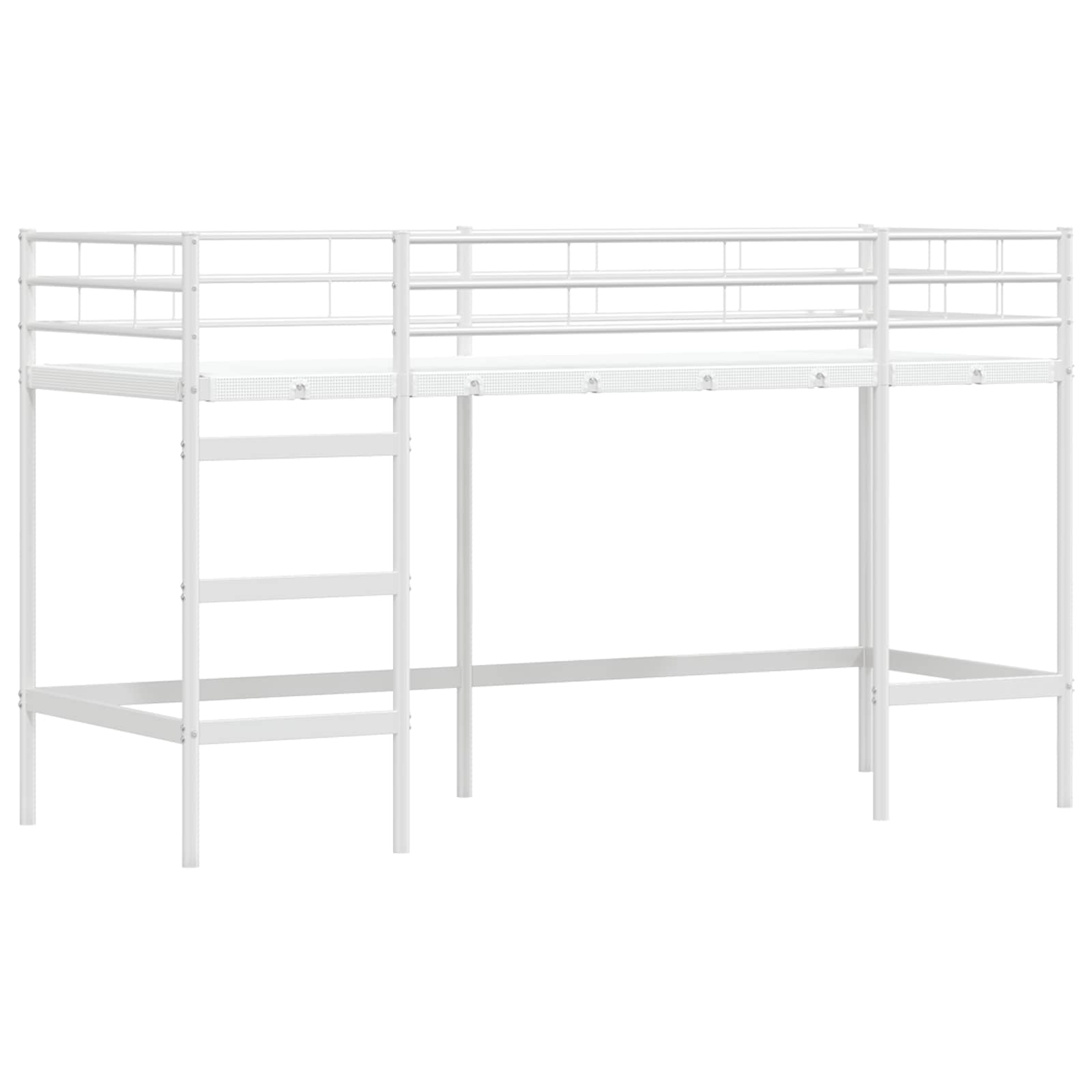 Cadre de Lit Mezzanine pour Enfants avec Rideaux Blanc et Bleu - XIOS