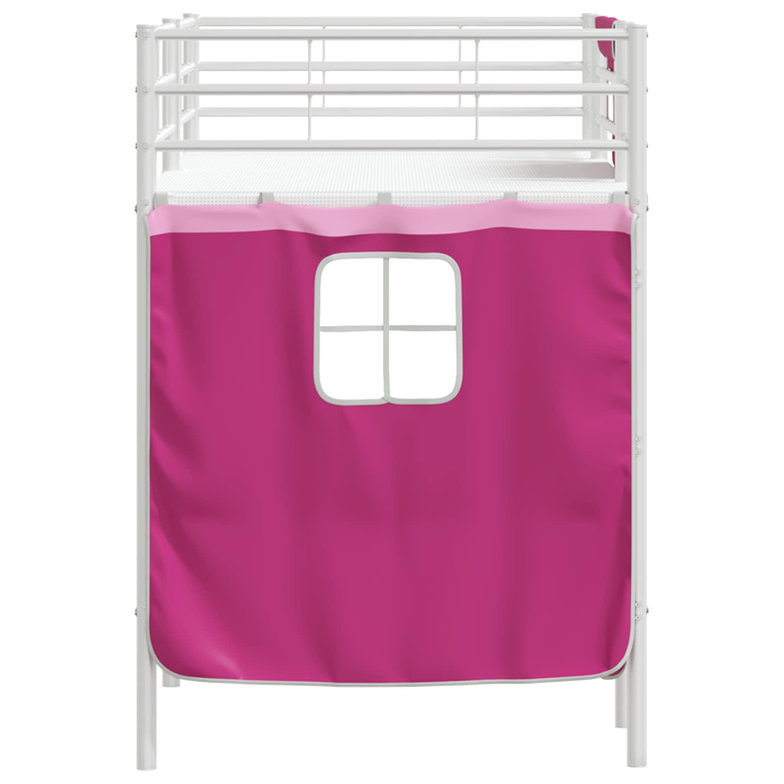 Cadre de Lit Mezzanine pour Enfants avec Rideaux Blanc et rose - XIOS