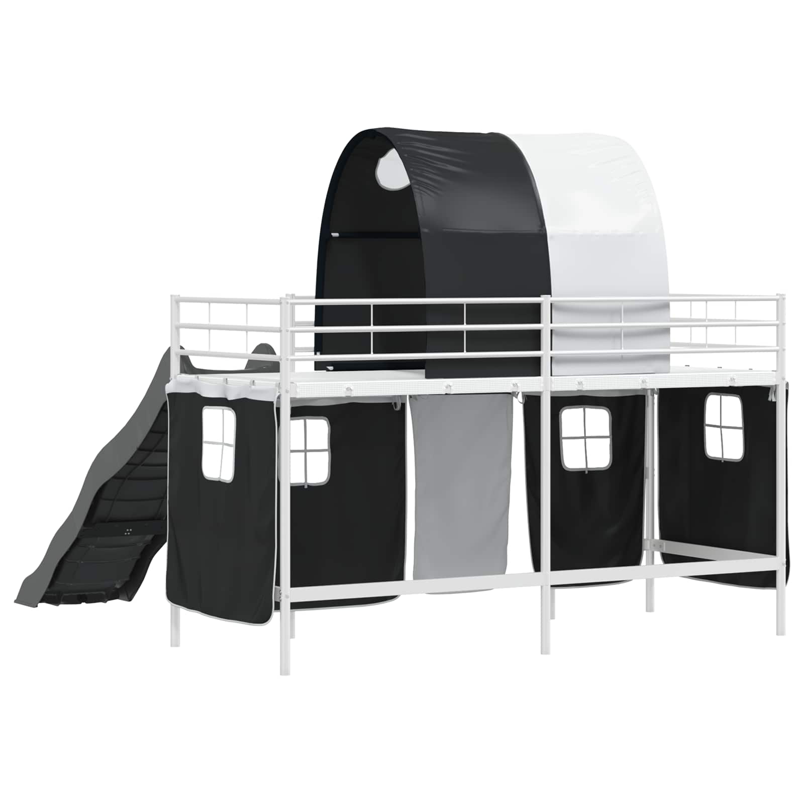 Lit mezzanine pour enfants Blanc et Noir 100 x 190 cm Métал - XIOS