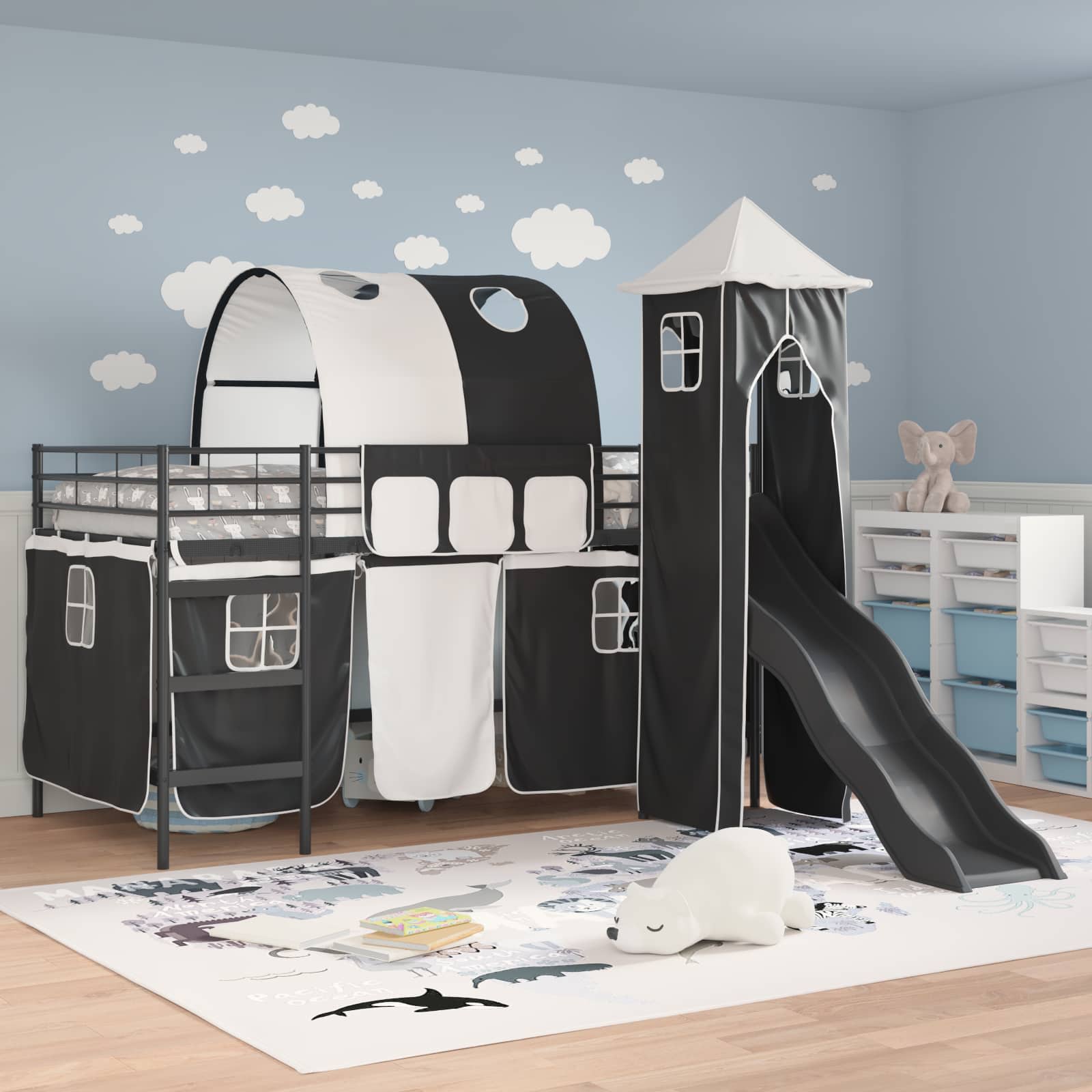 Lit mezzanine pour enfants Noir 100 x 200 cm Métал - XIOS