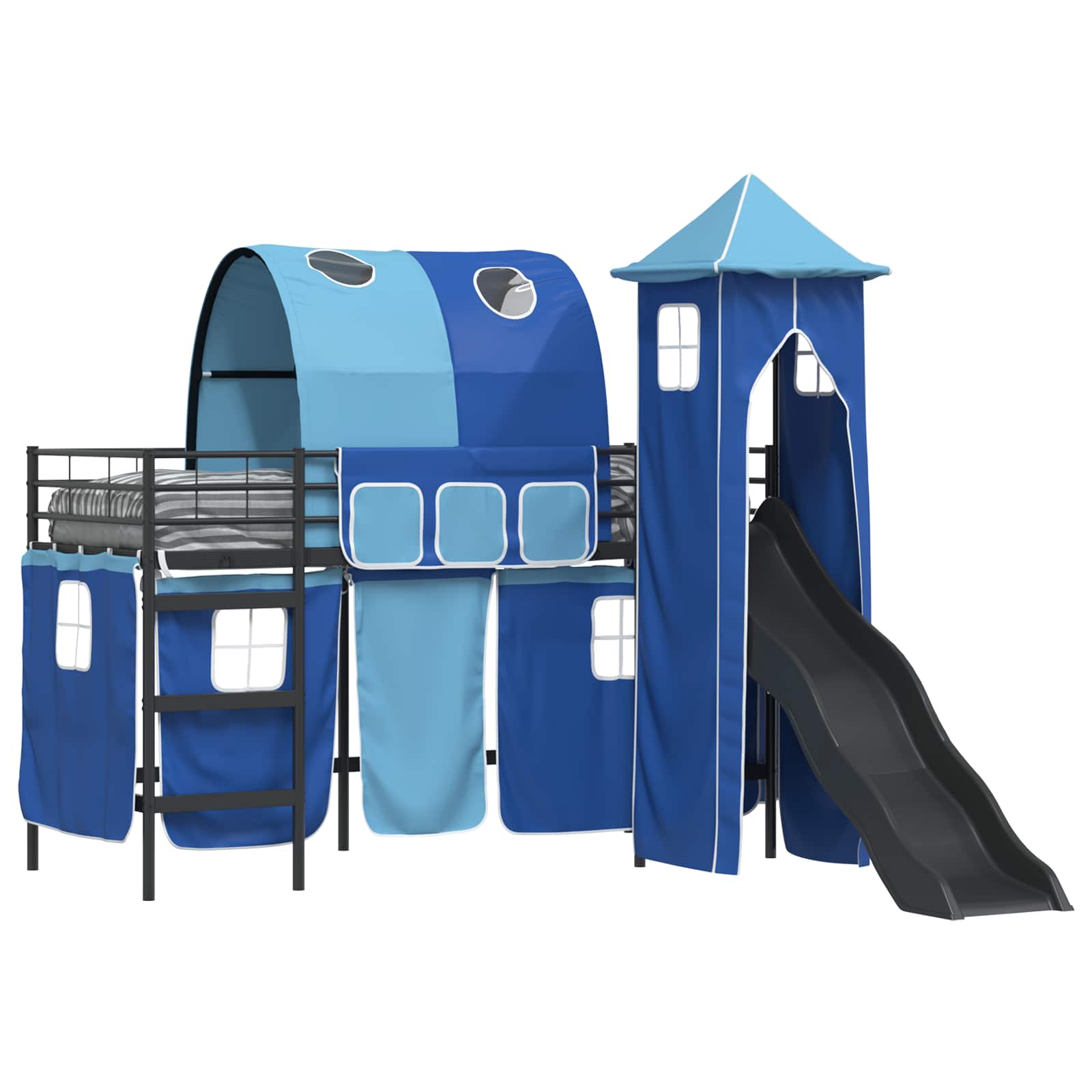 Lit mezzanine pour enfants Noir et Bleu 75 x 190 cm Métал - XIOS