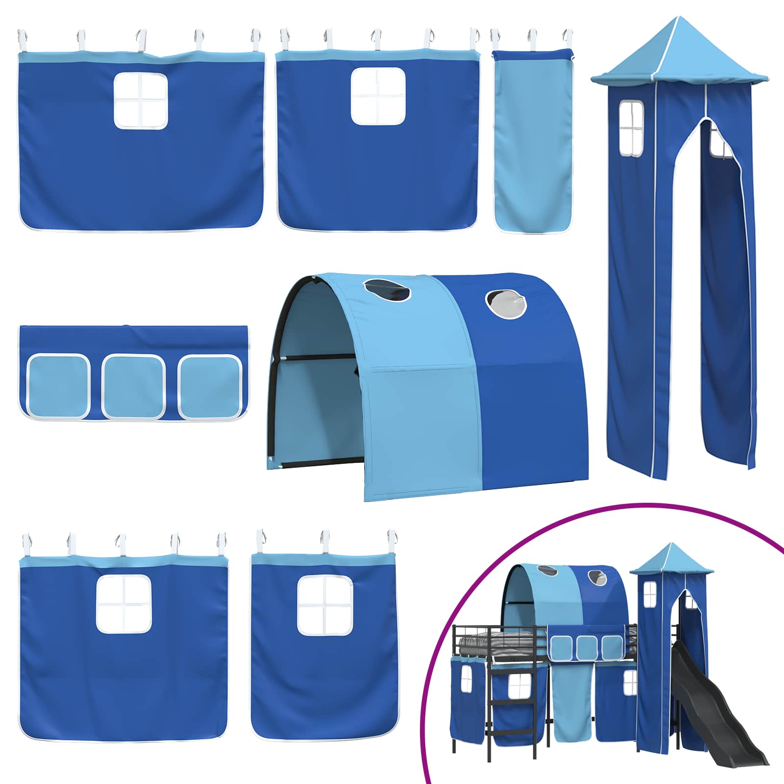 Lit mezzanine pour enfants Noir et Bleu 75 x 190 cm Métал - XIOS