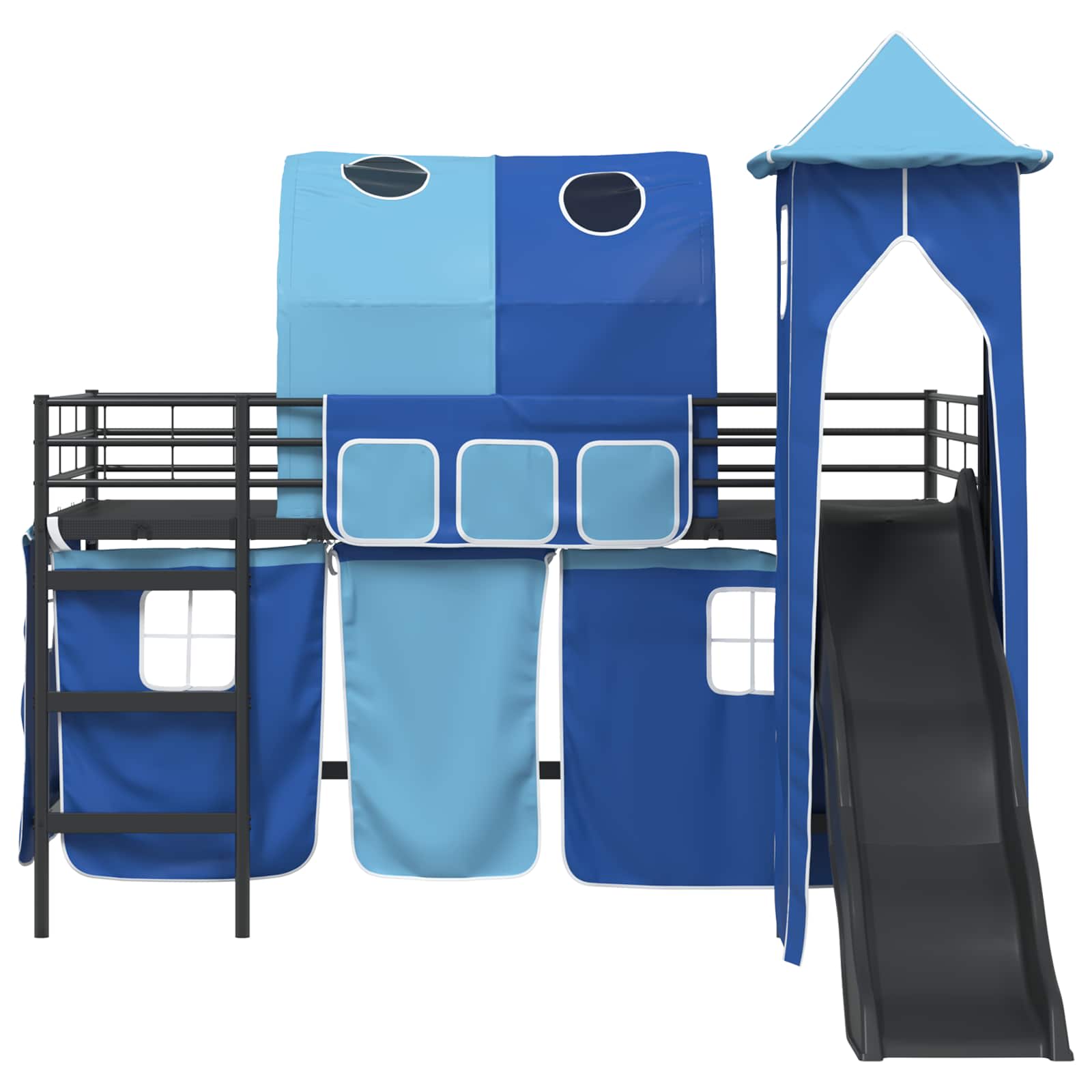 Lit mezzanine pour enfants Noir et Bleu 80 x 200 cm Métал - XIOS