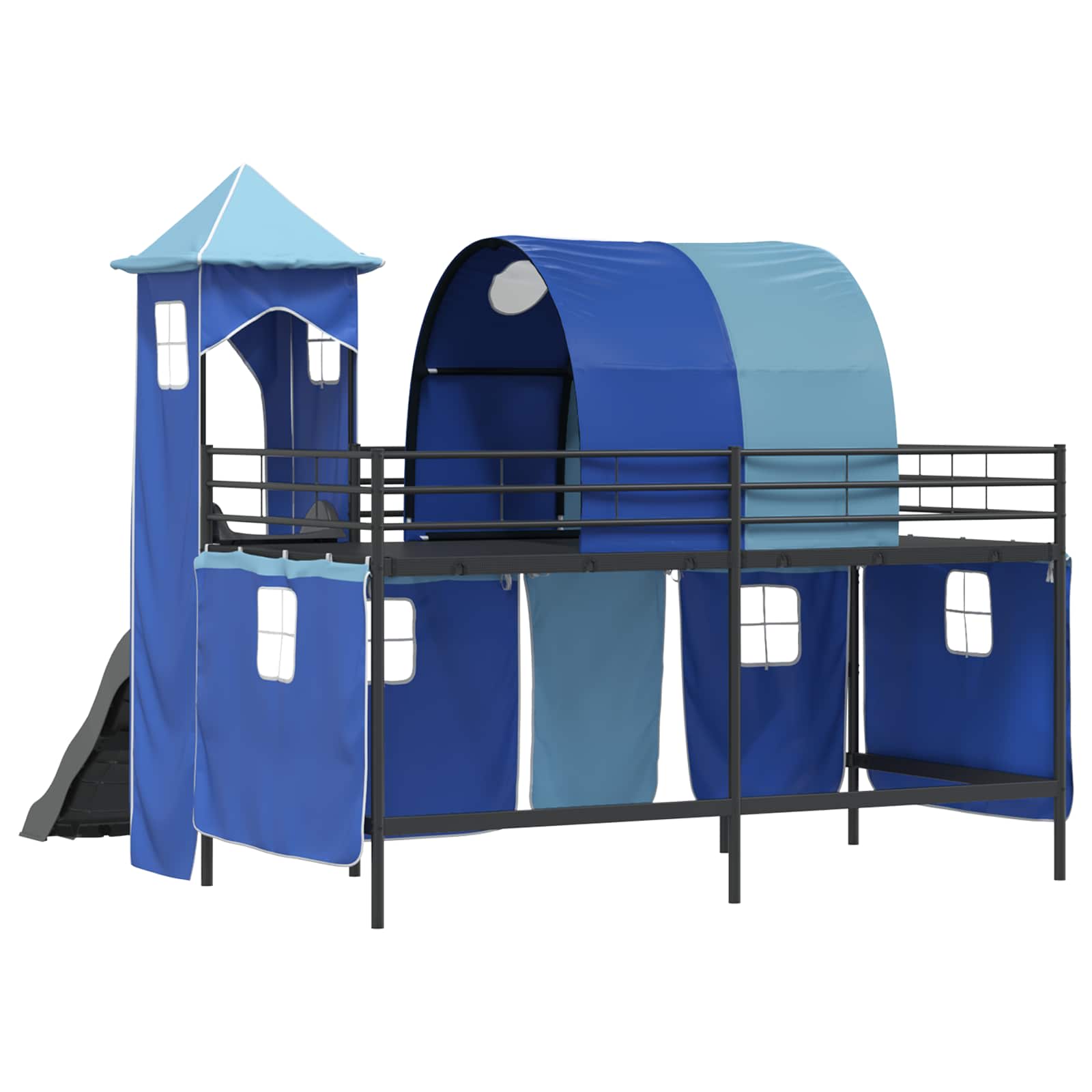 Lit mezzanine pour enfants Noir et Bleu 90 x 200 cm Métал - XIOS