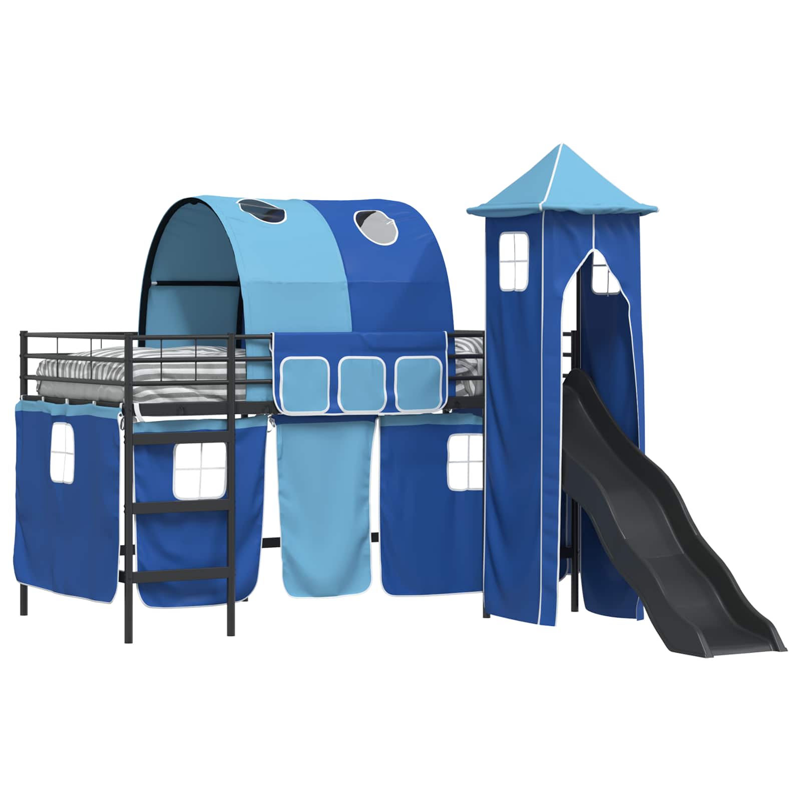 Lit mezzanine pour enfants Noir et Bleu 100 x 200 cm Métал - XIOS