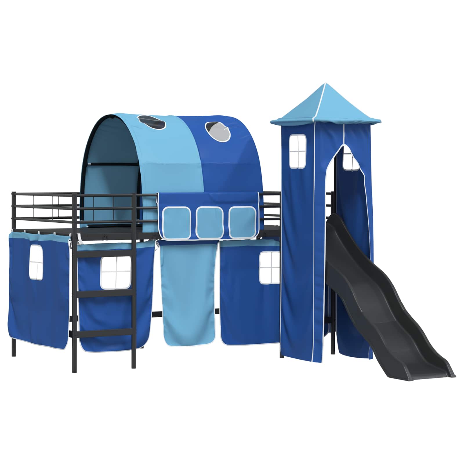 Lit mezzanine pour enfants Noir et Bleu 100 x 200 cm Métал - XIOS