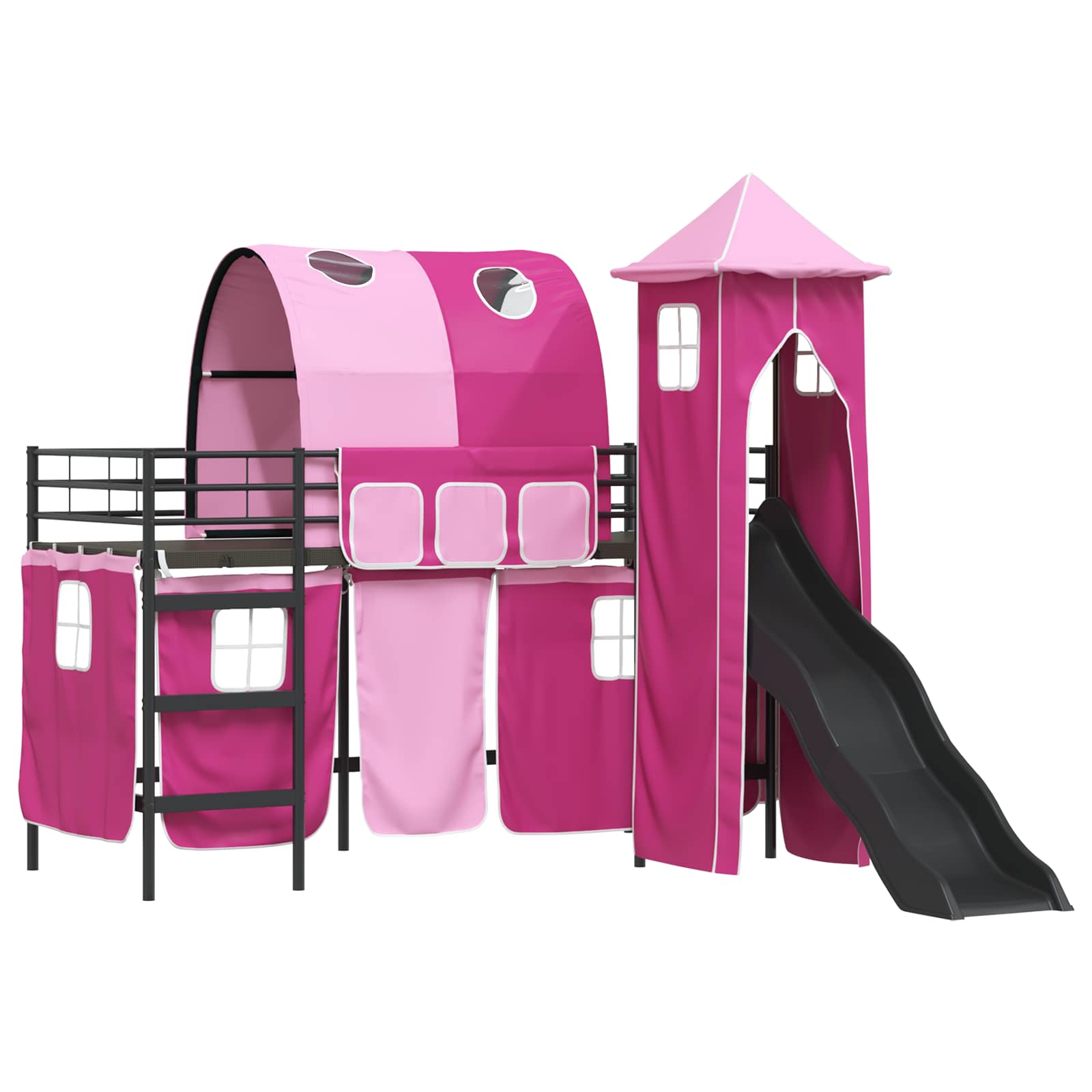 Lit mezzanine pour enfants Noir et rose 90 x 190 cm Métал - XIOS