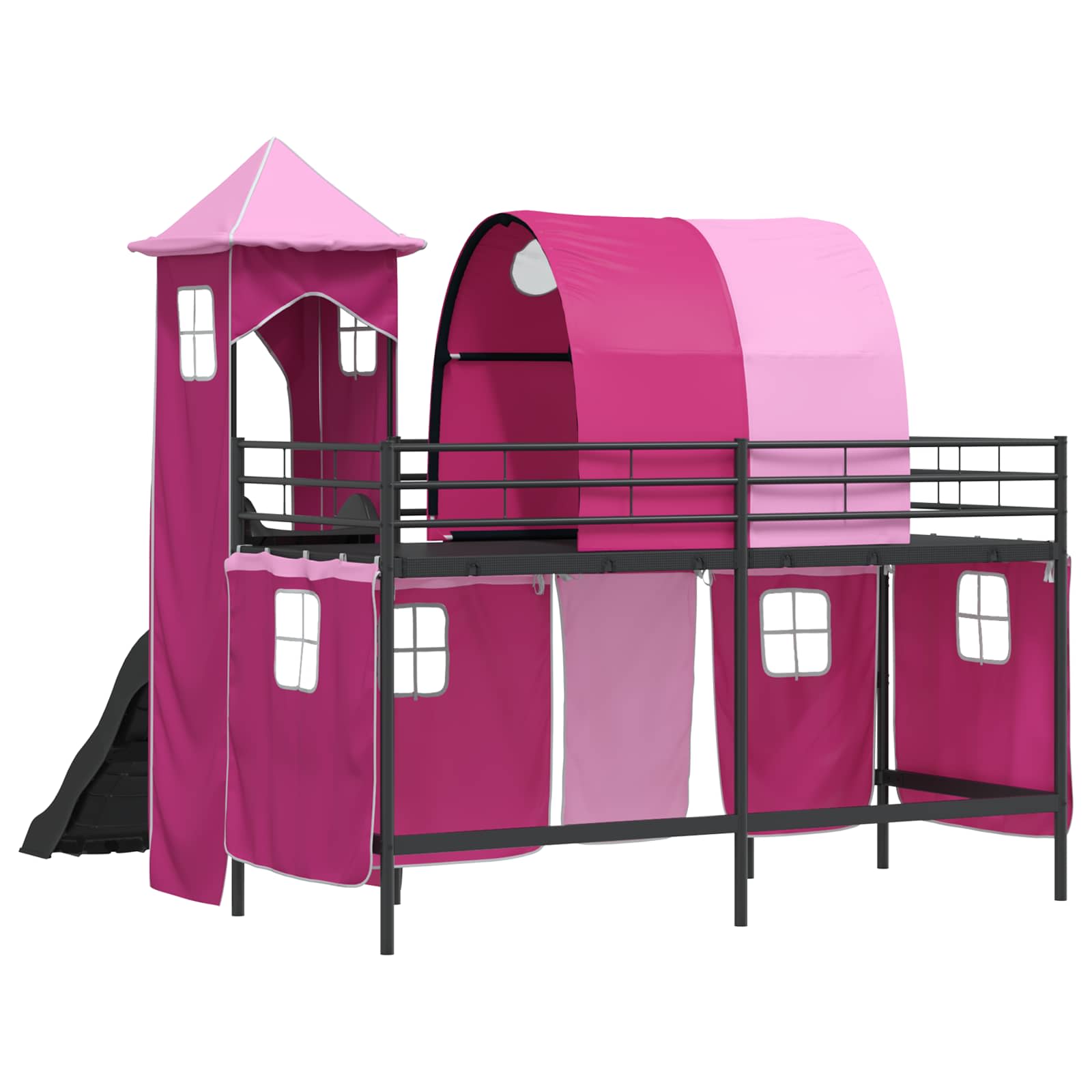Lit mezzanine pour enfants Noir et rose 90 x 190 cm Métал - XIOS