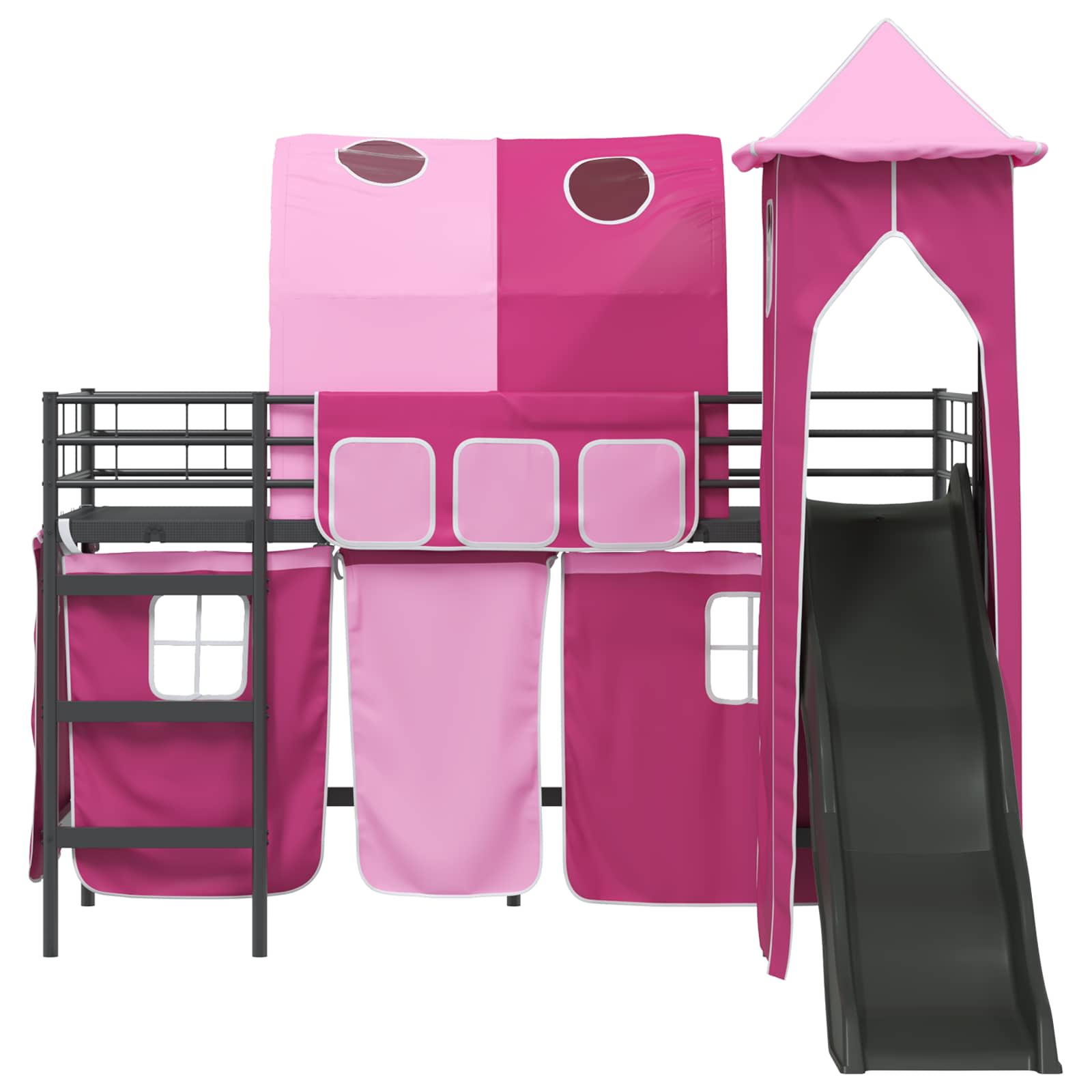 Lit mezzanine pour enfants Noir et rose 100 x 190 cm Métал - XIOS