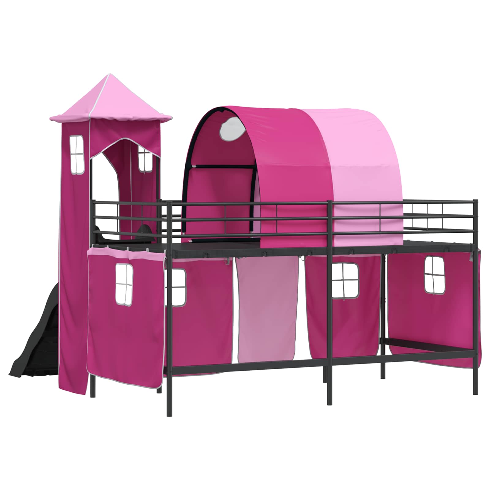 Lit mezzanine pour enfants Noir et rose 100 x 200 cm Métал - XIOS
