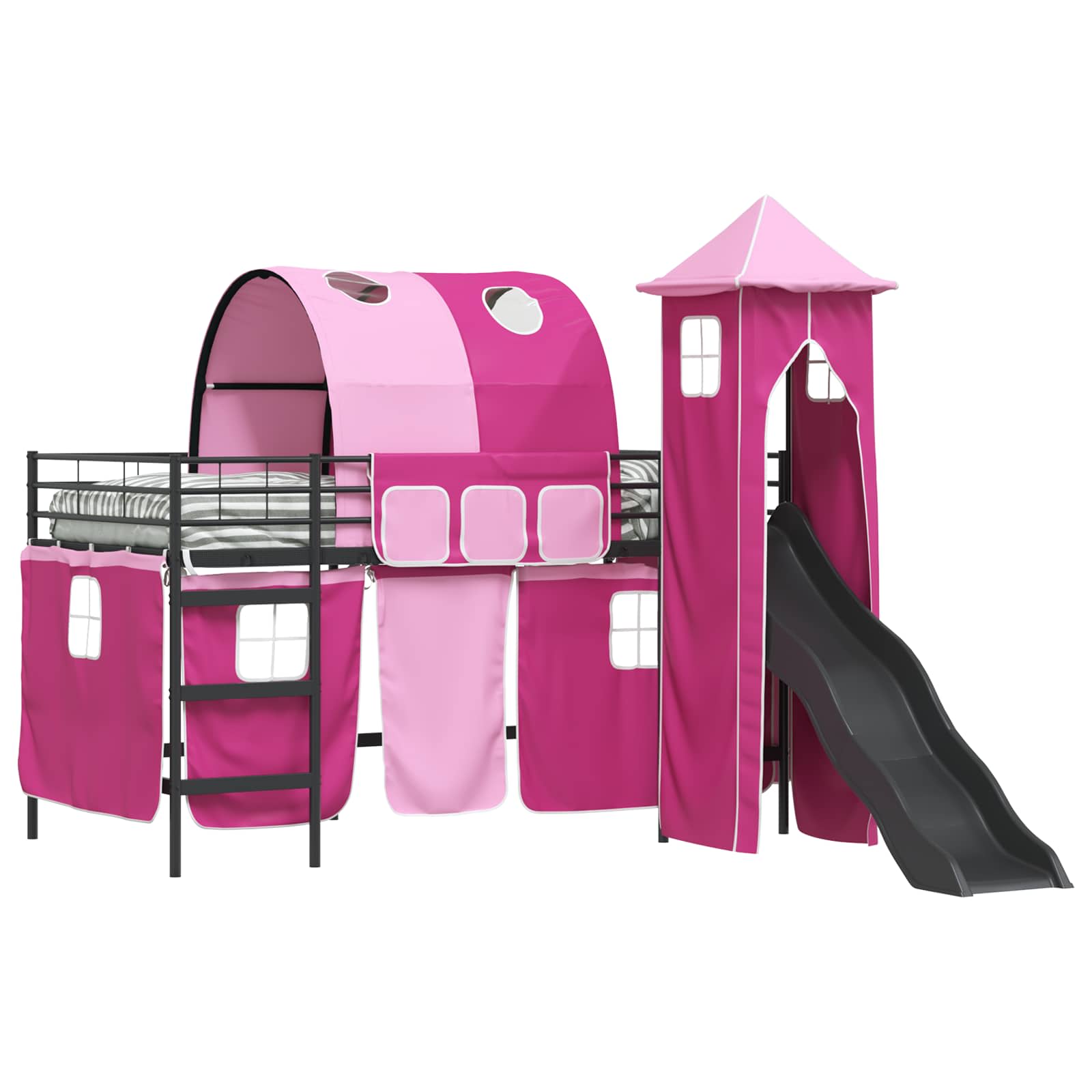 Lit mezzanine pour enfants Noir et rose 107 x 200 cm Métал - XIOS