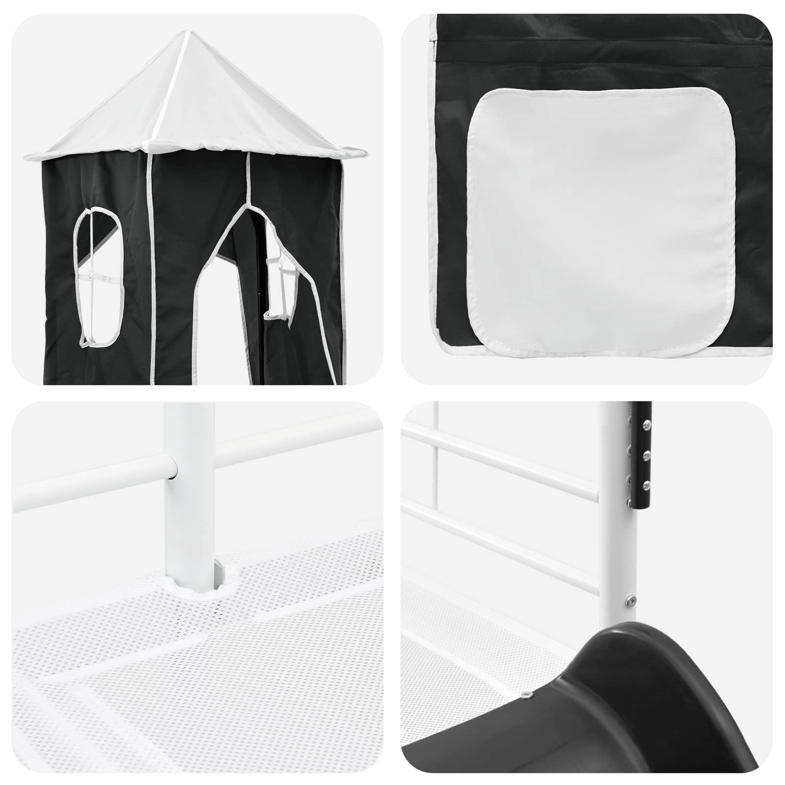 Lit mezzanine pour enfants Blanc et Noir 100 x 190 cm Métал - XIOS
