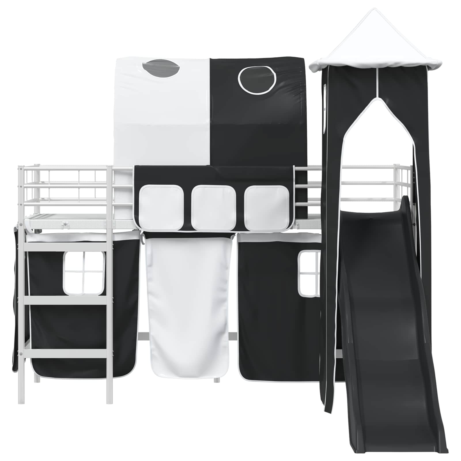 Lit mezzanine pour enfants Blanc et Noir 100 x 190 cm Métал - XIOS