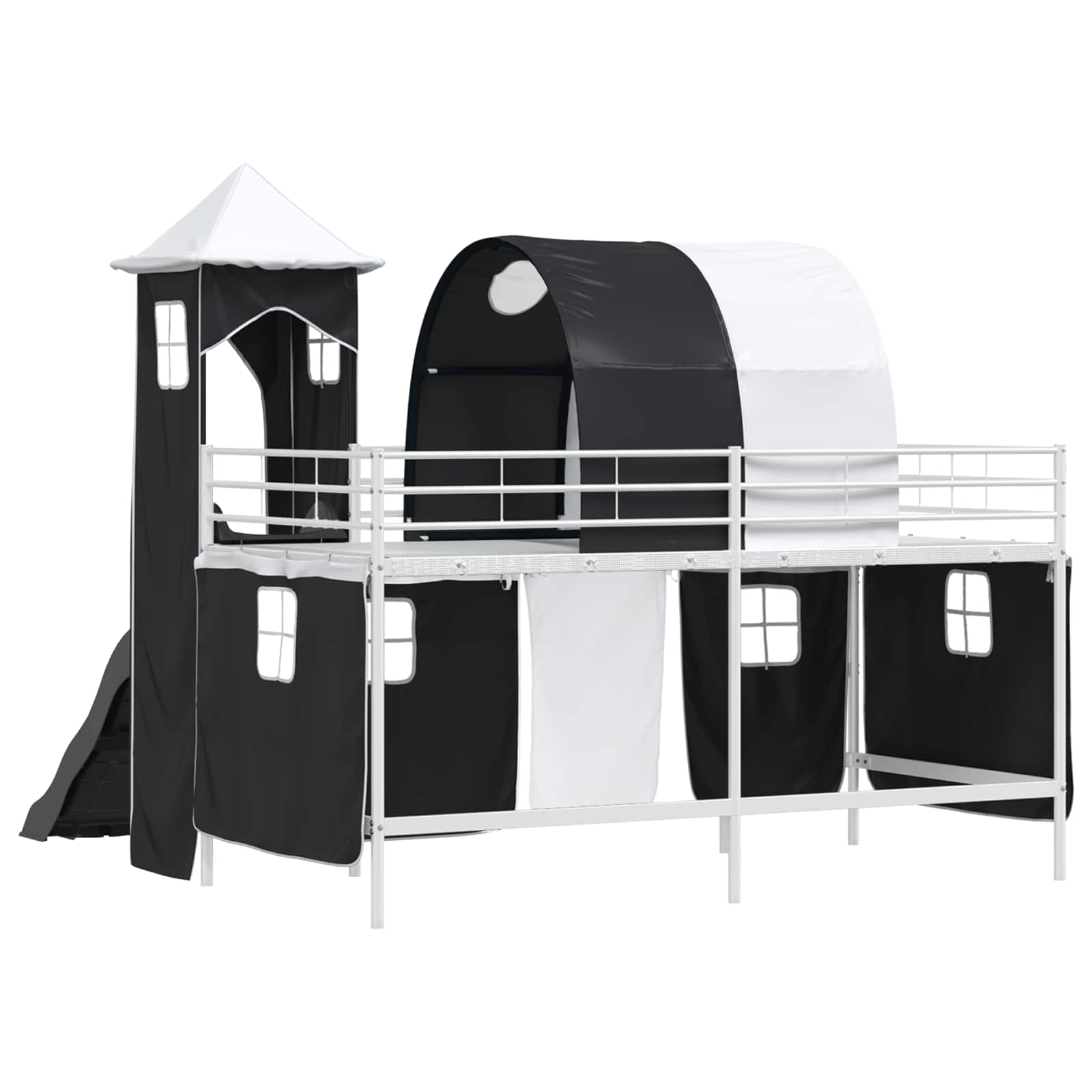 Lit mezzanine pour enfants Blanc et Noir 107 x 200 cm Métал - XIOS