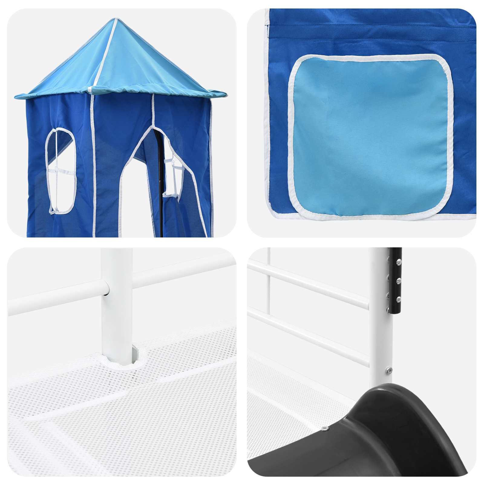 Lit mezzanine pour enfants Blanc et Bleu 90 x 200 cm Métал - XIOS