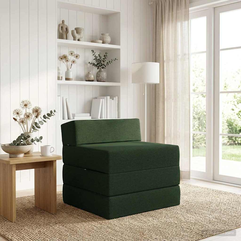 Canapé-lit pliable Vert foncé 200 x 70 x 10 cm Tissu - XIOS
