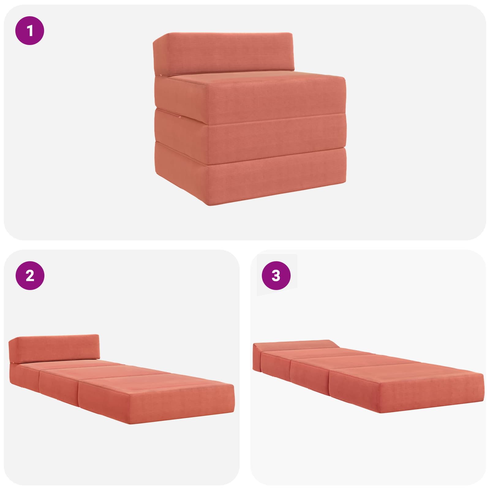 Canapé-lit pliable Rouge orange 200 x 70 x 10 cm - XIOS