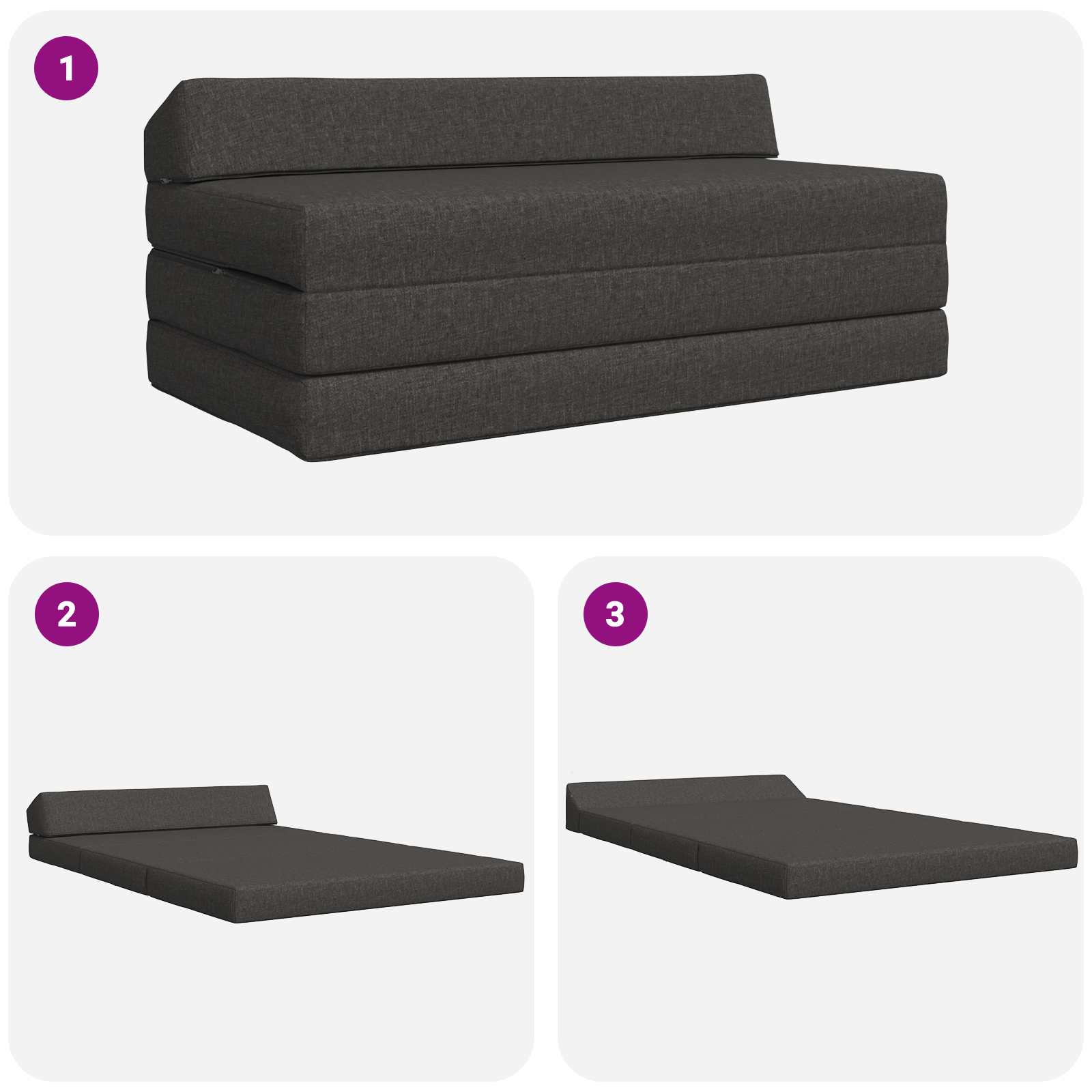 Canapé-lit pliable Gris foncé 120 x 60 x 49 cm Tissu - XIOS