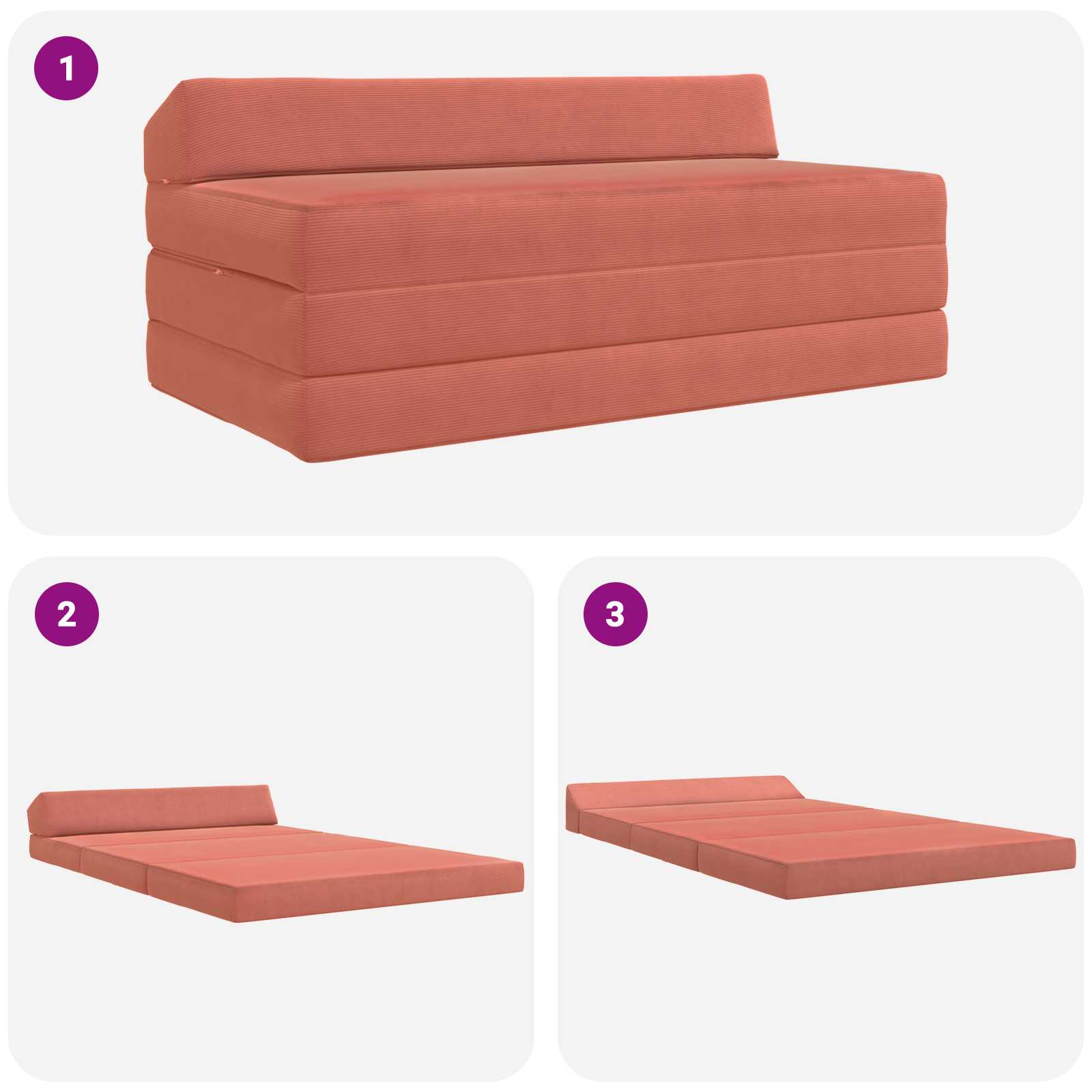 Canapé-lit pliable Rouge orange 120 x 60 x 49 cm Tissu - XIOS