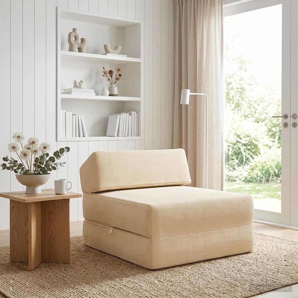 Canapé-lit pliable Crème 60 x 70 x 41 cm Tissu - XIOS