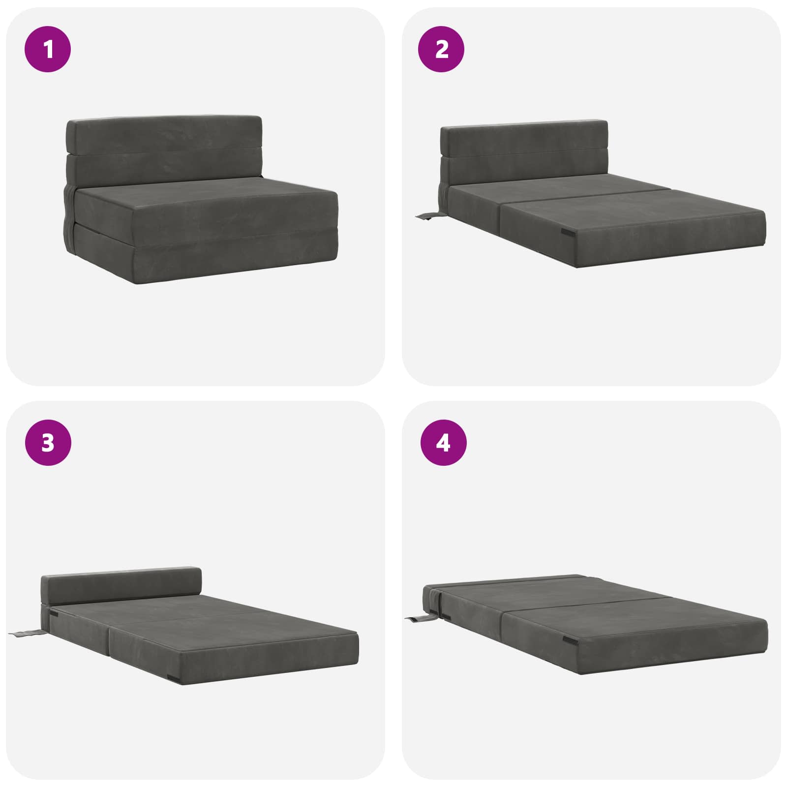 Canapé-lit pliable Gris foncé 70 x 72 x 60 cm Tissu - XIOS