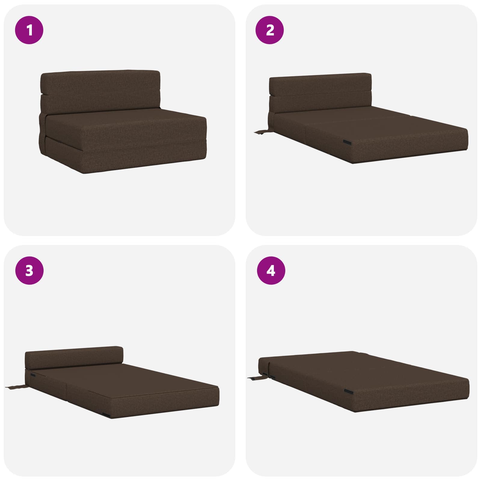 Canapé-lit pliant Taupe 190 x 70 x 15 cm tissu - XIOS