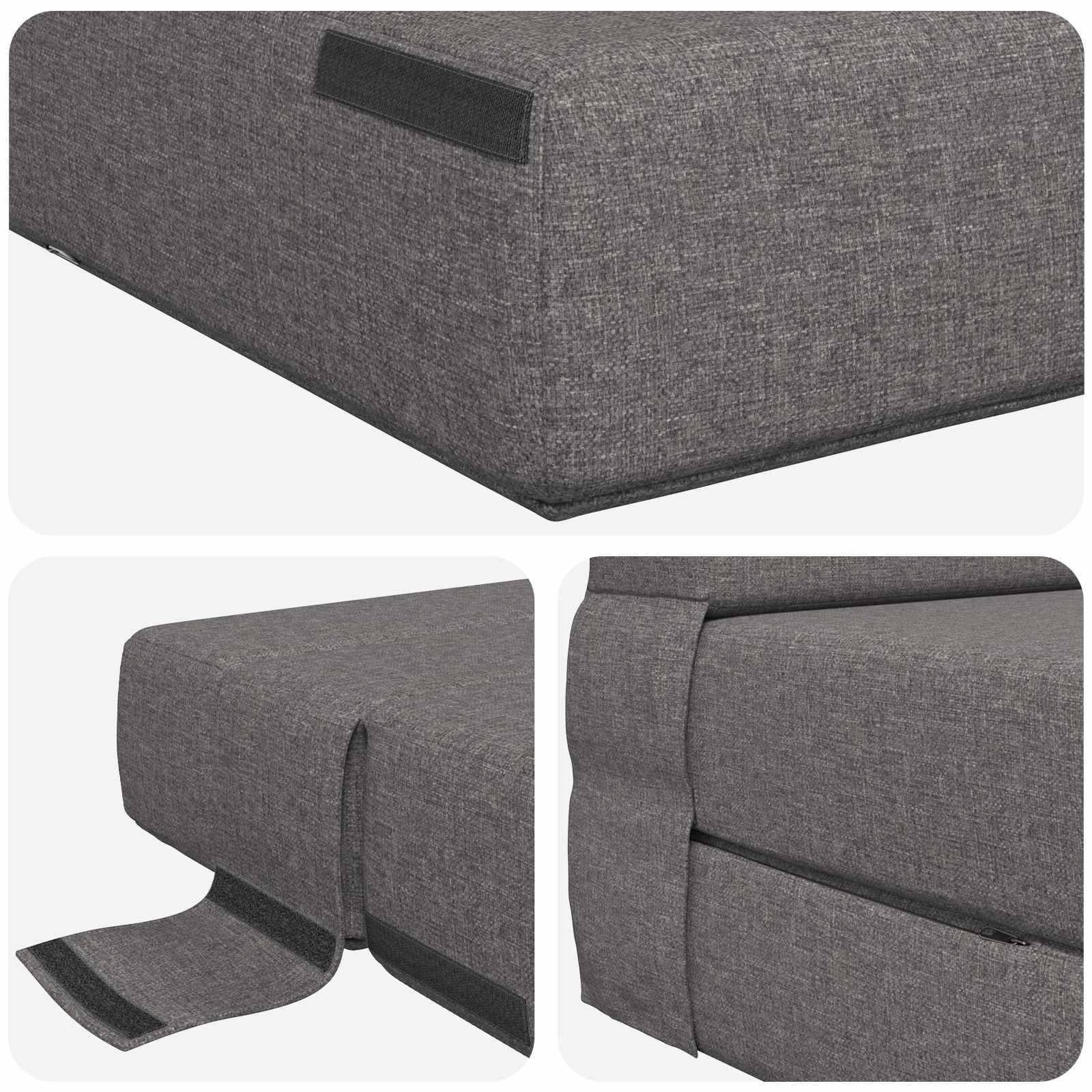 Canapé-lit pliant Gris clair 190 x 100 x 15 cm tissu - XIOS