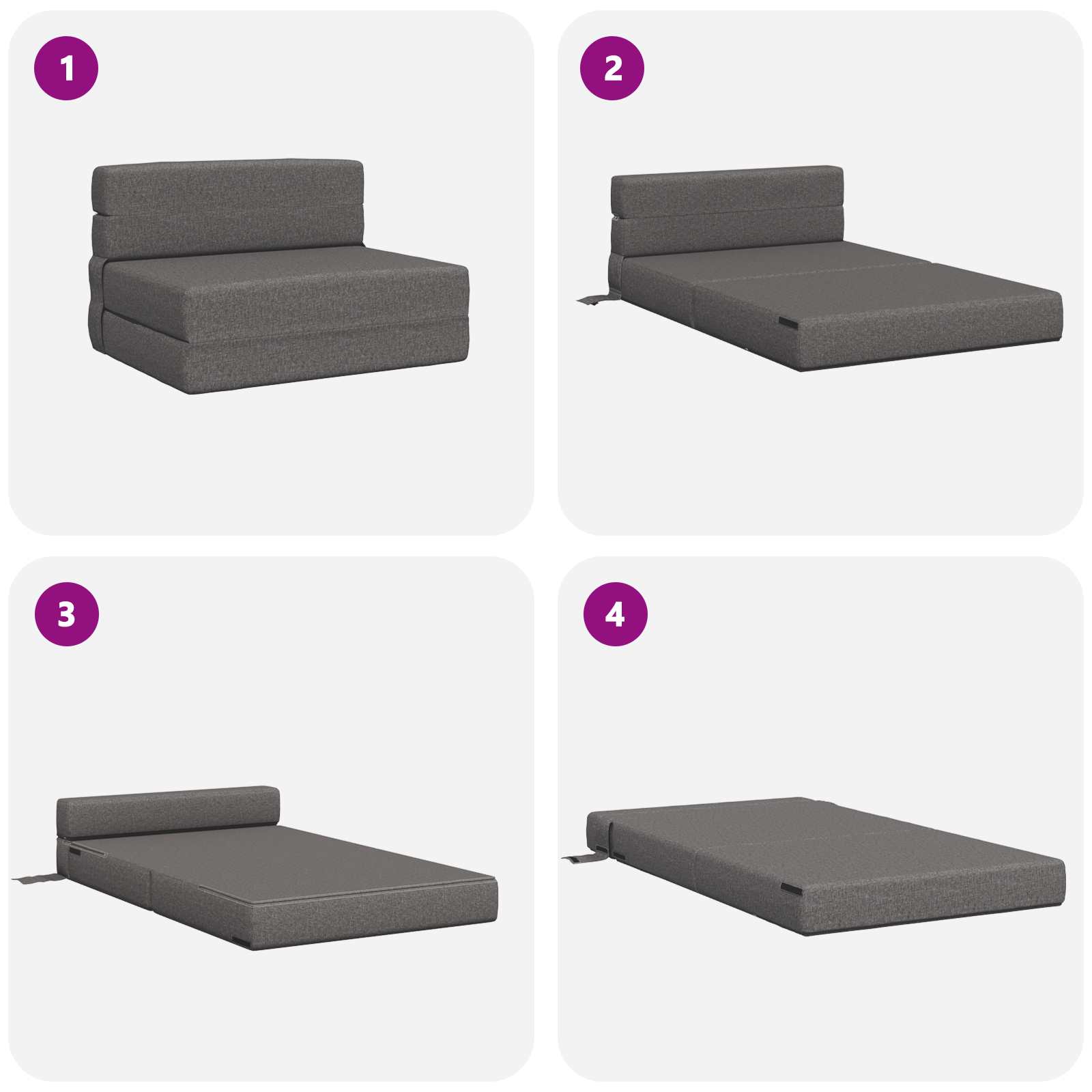 Canapé-lit pliant Gris clair 190 x 100 x 15 cm tissu - XIOS