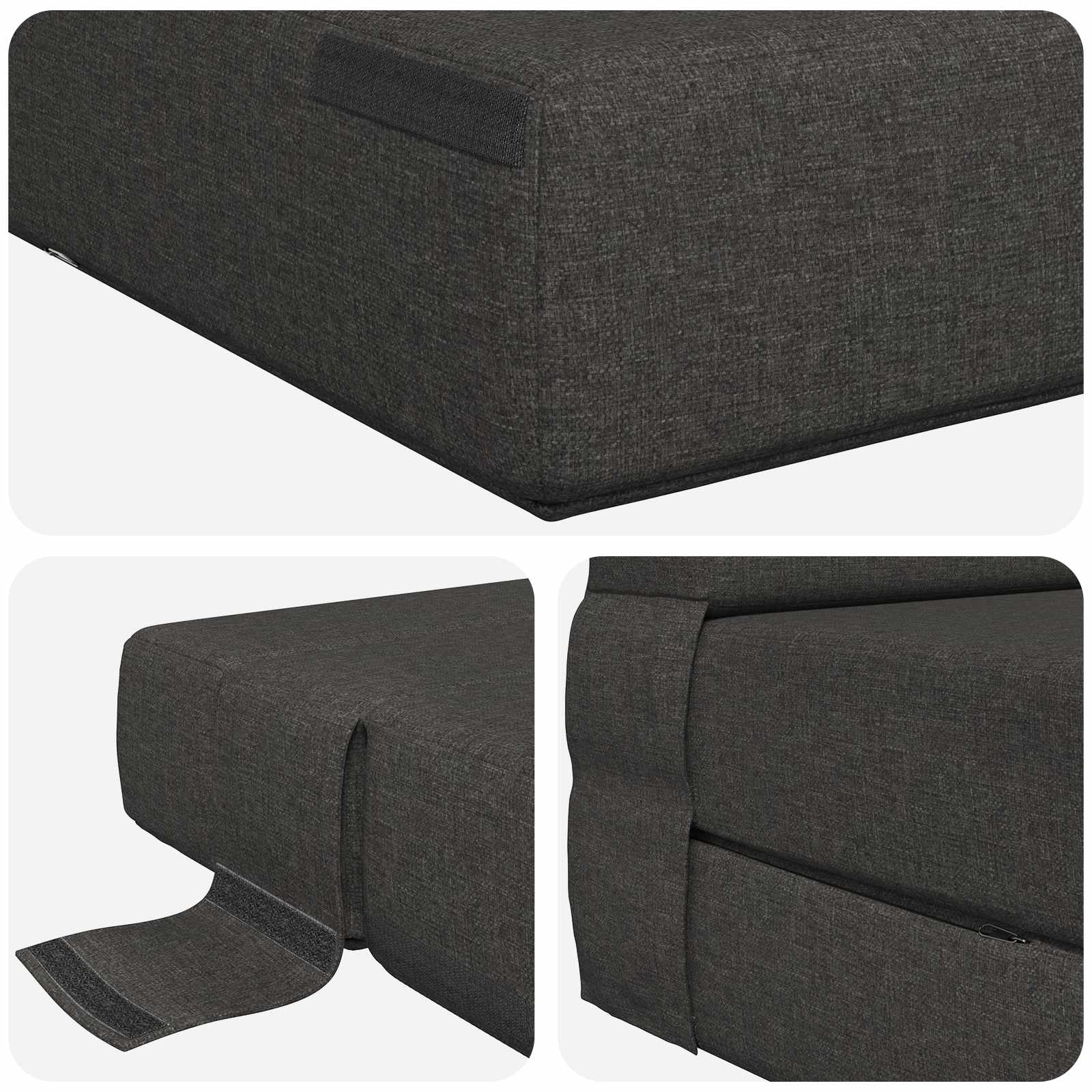 Canapé-lit pliant Gris foncé 203 x 152 x 15 cm tissu - XIOS