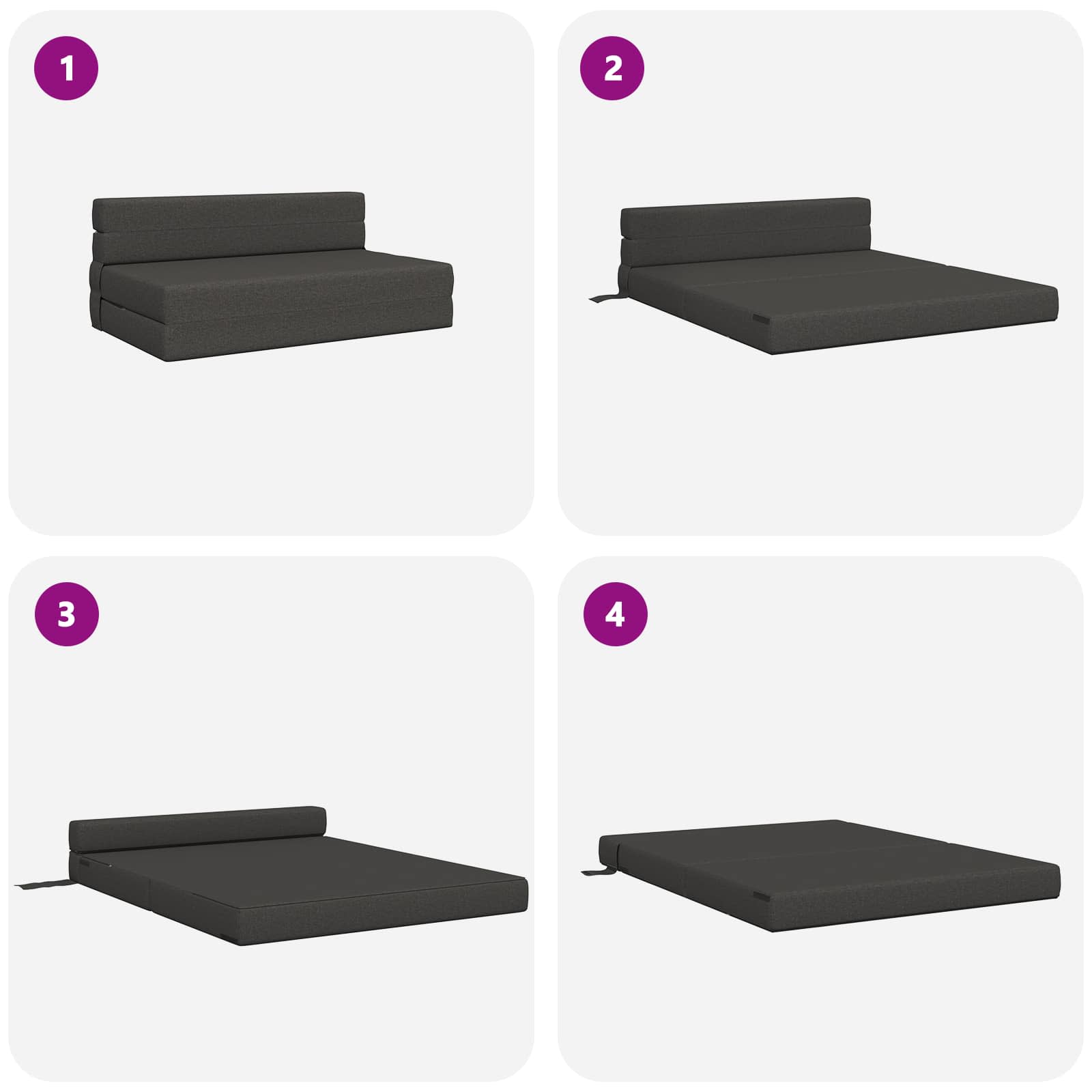 Canapé-lit pliant Gris foncé 203 x 152 x 15 cm tissu - XIOS