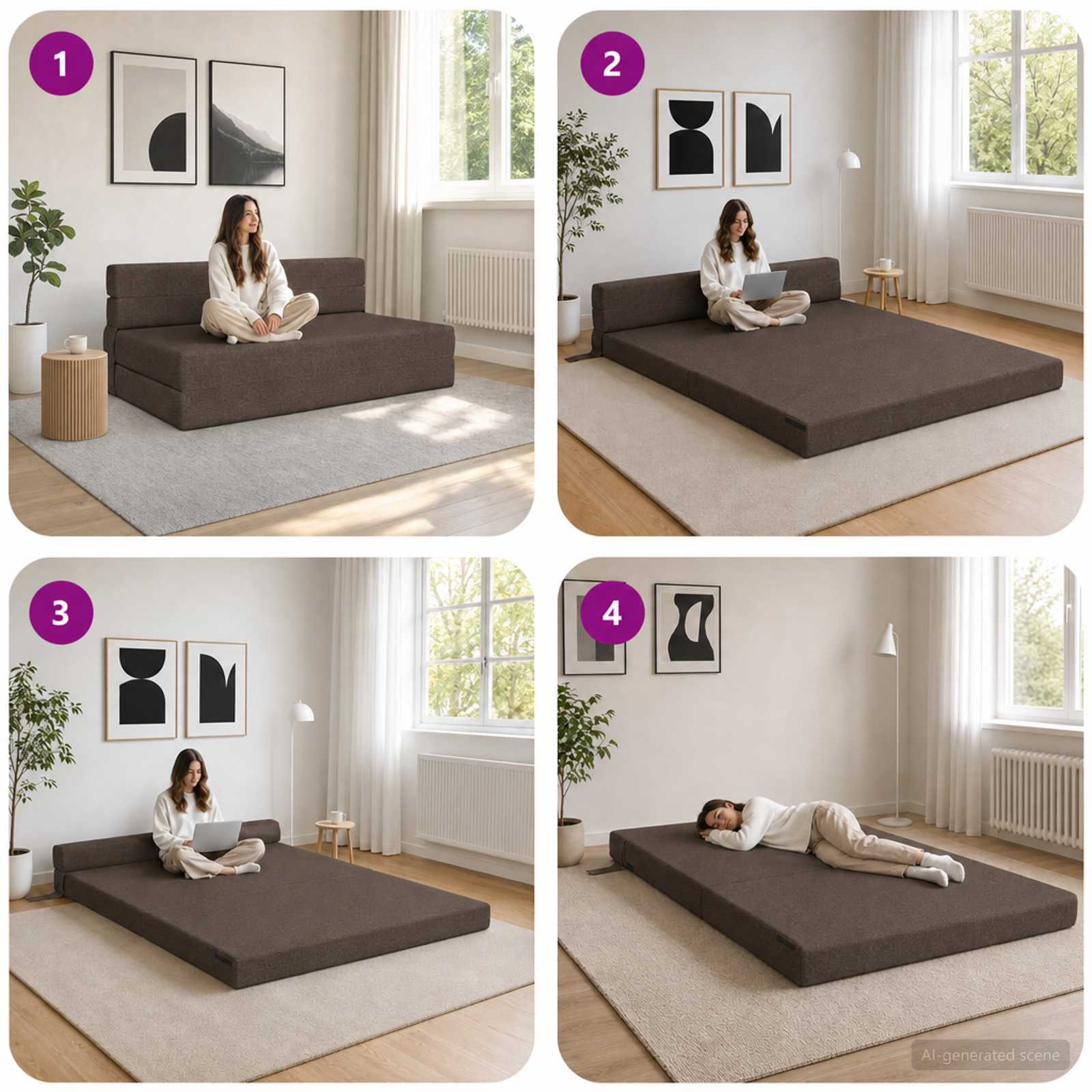 Canapé-lit pliable Taupe 152 x 86,5 x 60 cm Tissu