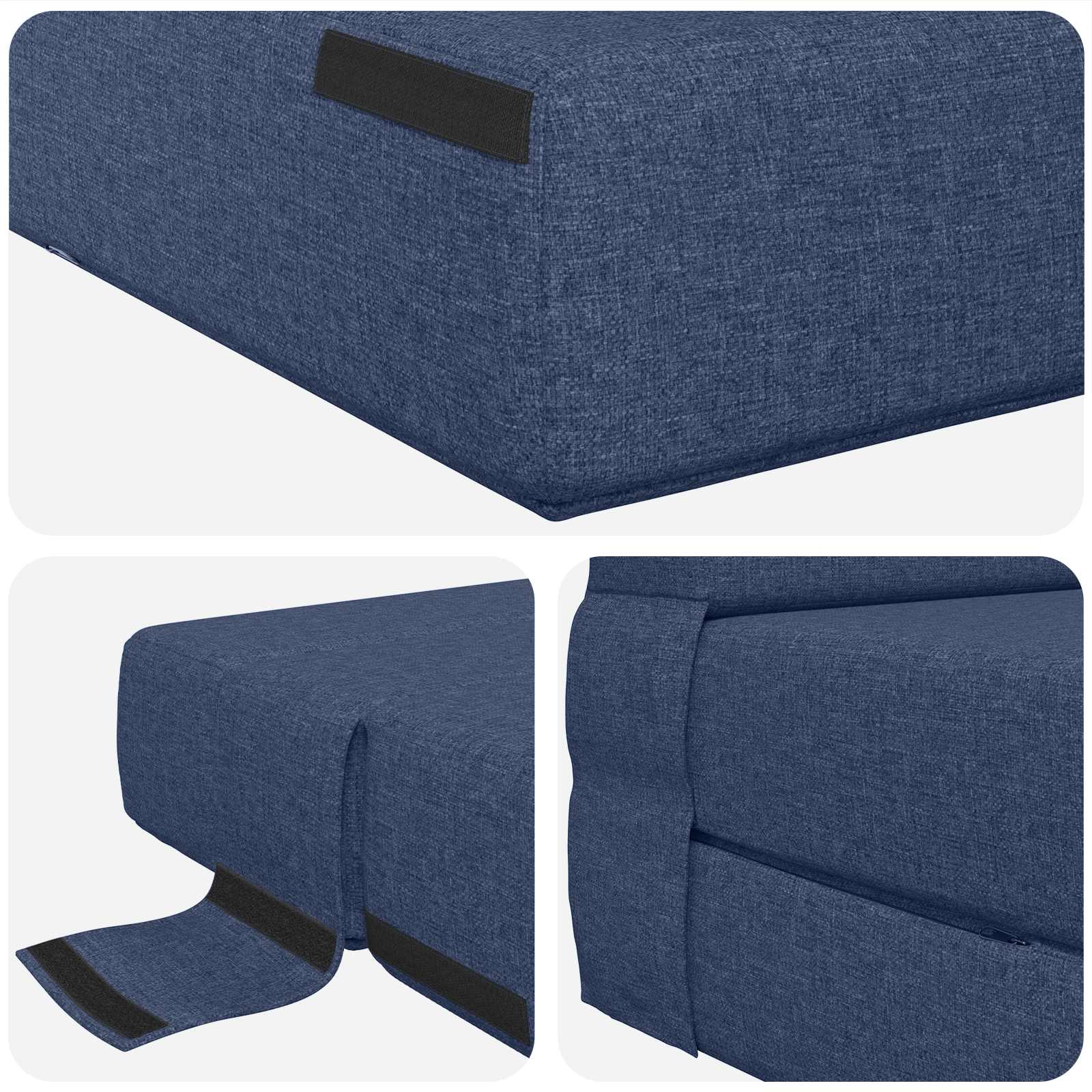 Canapé-lit pliant Bleu 203 x 152 x 15 cm tissu - XIOS