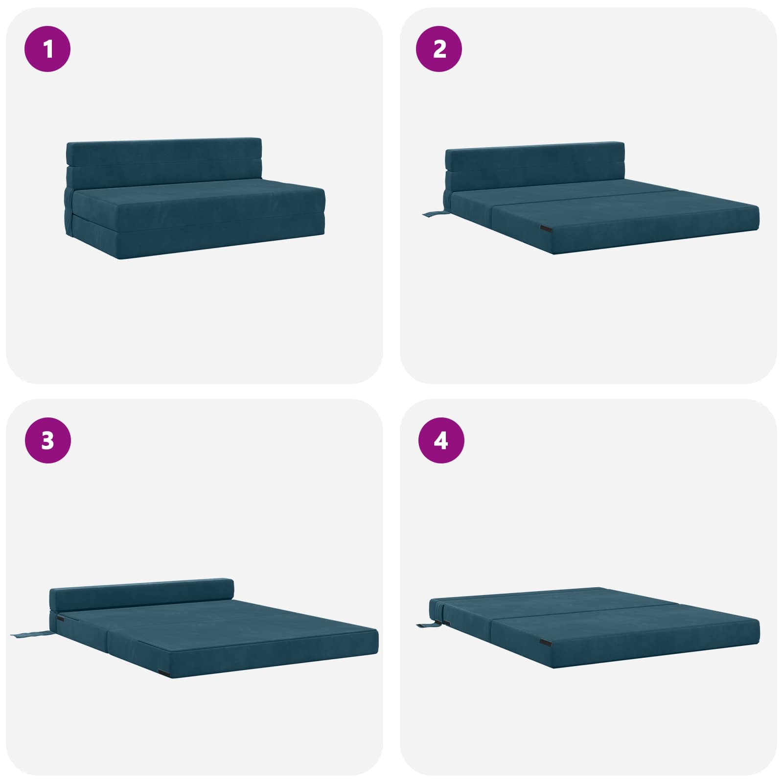 Canapé-lit pliant Bleu 203 x 152 x 15 cm Velours - XIOS