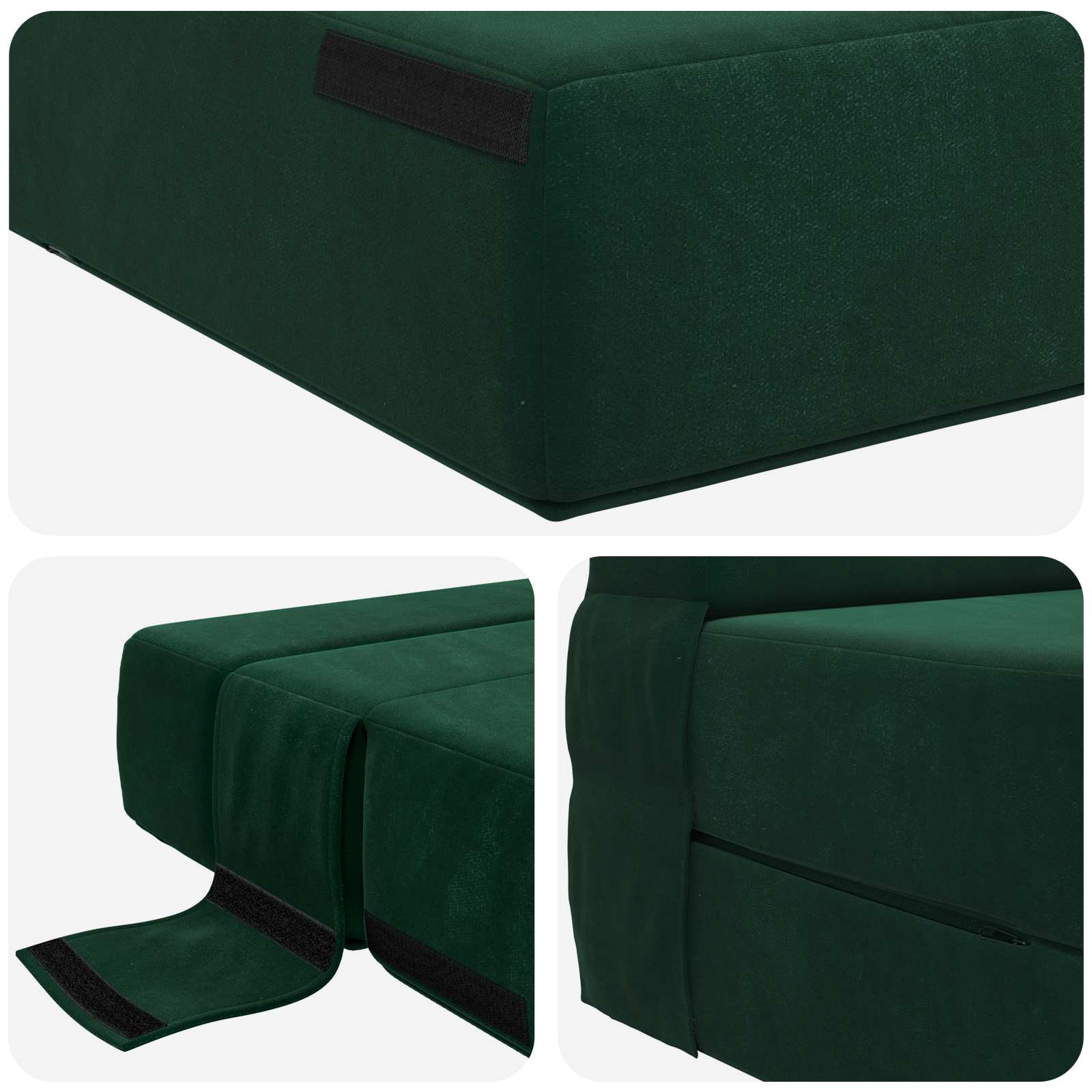 Canapé-lit pliant Vert foncé 203 x 152 x 15 cm Velours - XIOS